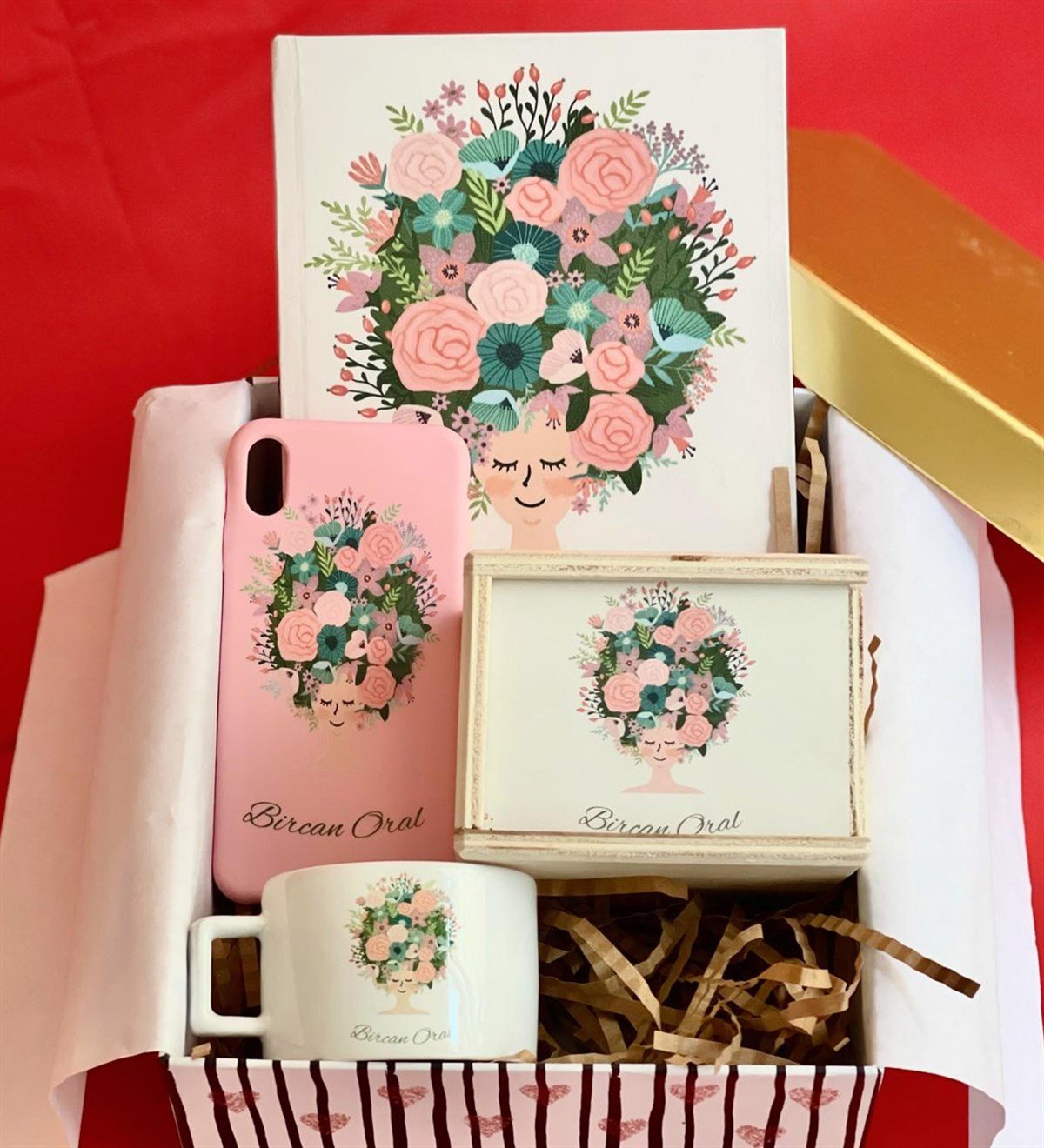  Kişiye Özel Iphone Telefon Kılıflı Çiçek Kadın Tasarımlı Kadınlara Özel Hediye SetiGiftmodaGmhs100438