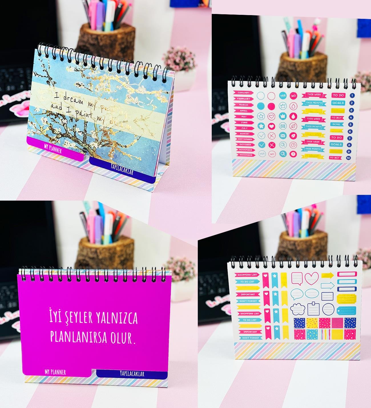 Badem Çiçeği Tasarımlı Konuşan Ajanda Ve Yeni Nesil Masa Üsü PlannergiftmodaGmhs102007