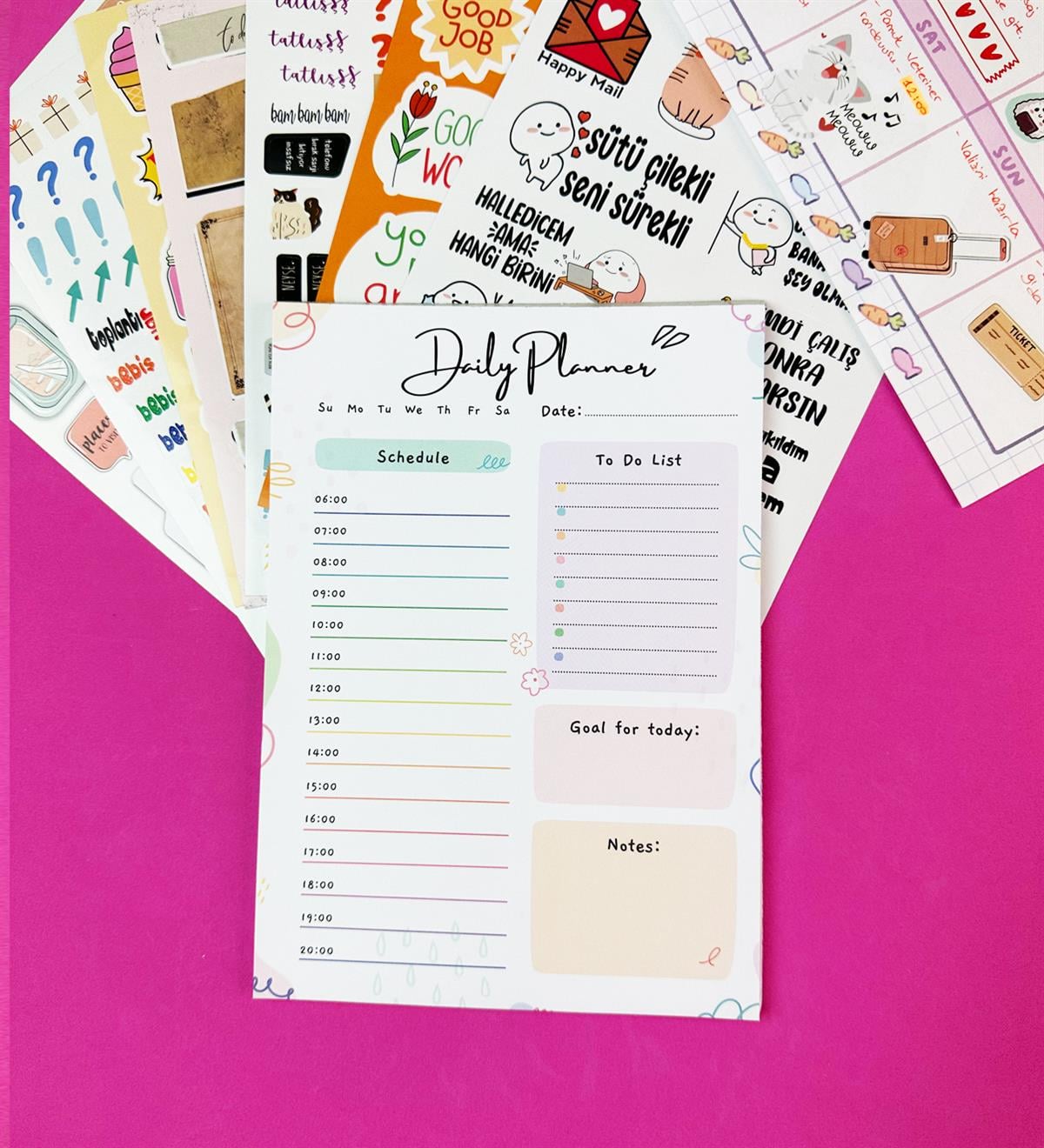 Daily Planner Klavye Önü Haftalık Planlayıcı Ve My DIY Sticker Kitabı SetgiftmodaGmhs101902