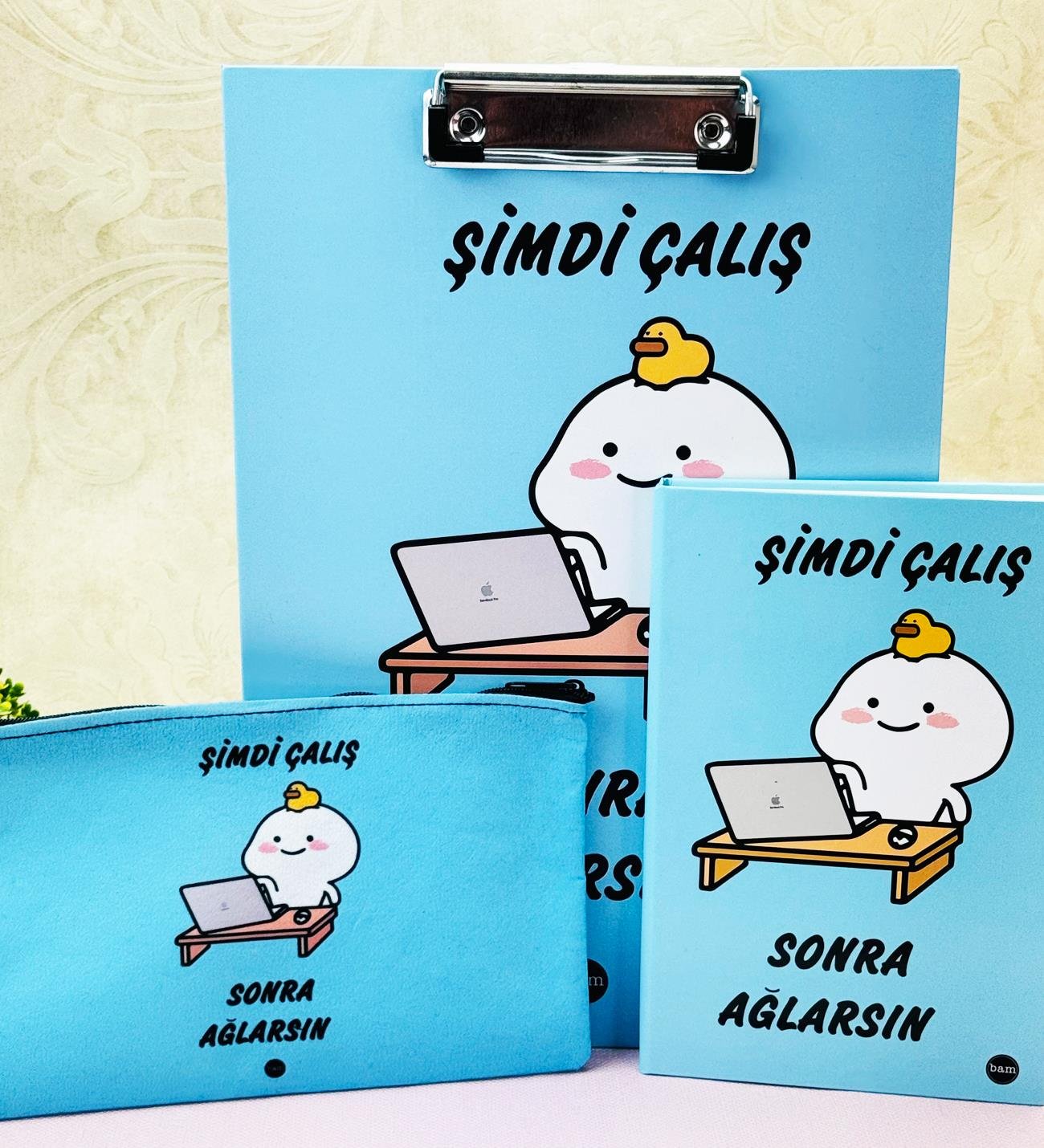 Şimdi Çalış Sonra Ağlarsın Tasarımlı Kırtasiye SetigiftmodaBam-1211-1
