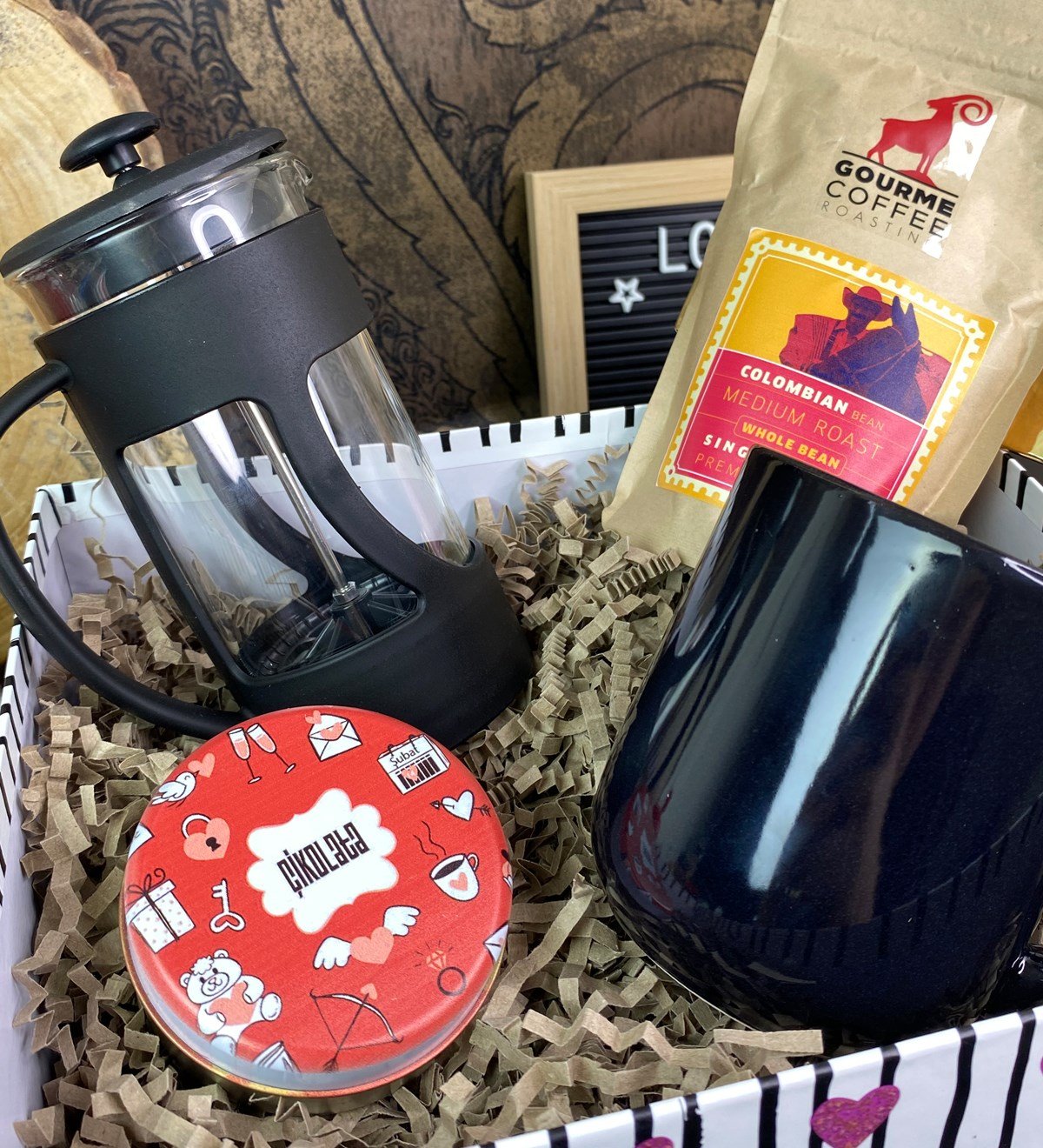Siyah Bulut Kupa French Press Filtre Kahve Ve Çikolata Özel Kutulu Hediye SetigiftmodaGmhs100753