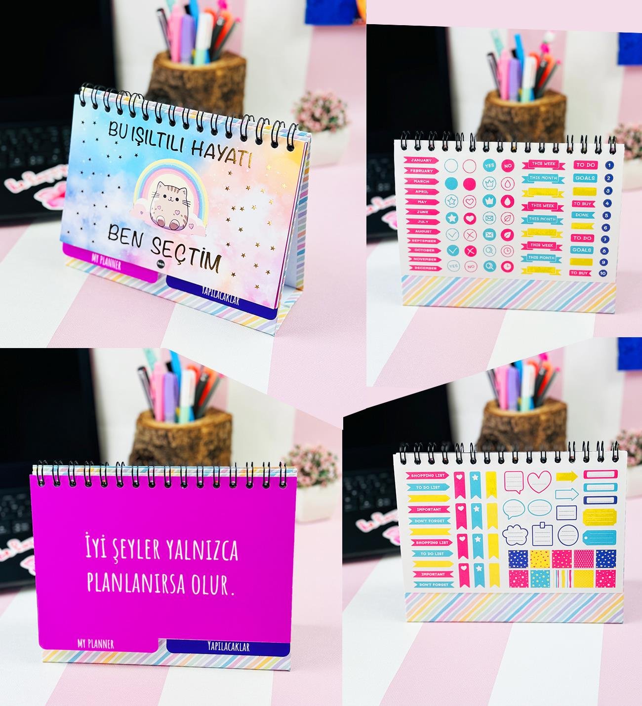Bu Işıltılı Hayatı Ben Seçtim Konuşan Ajanda Masa Üsü Planner Ve Metalik Defter SetgiftmodaGmhs102009