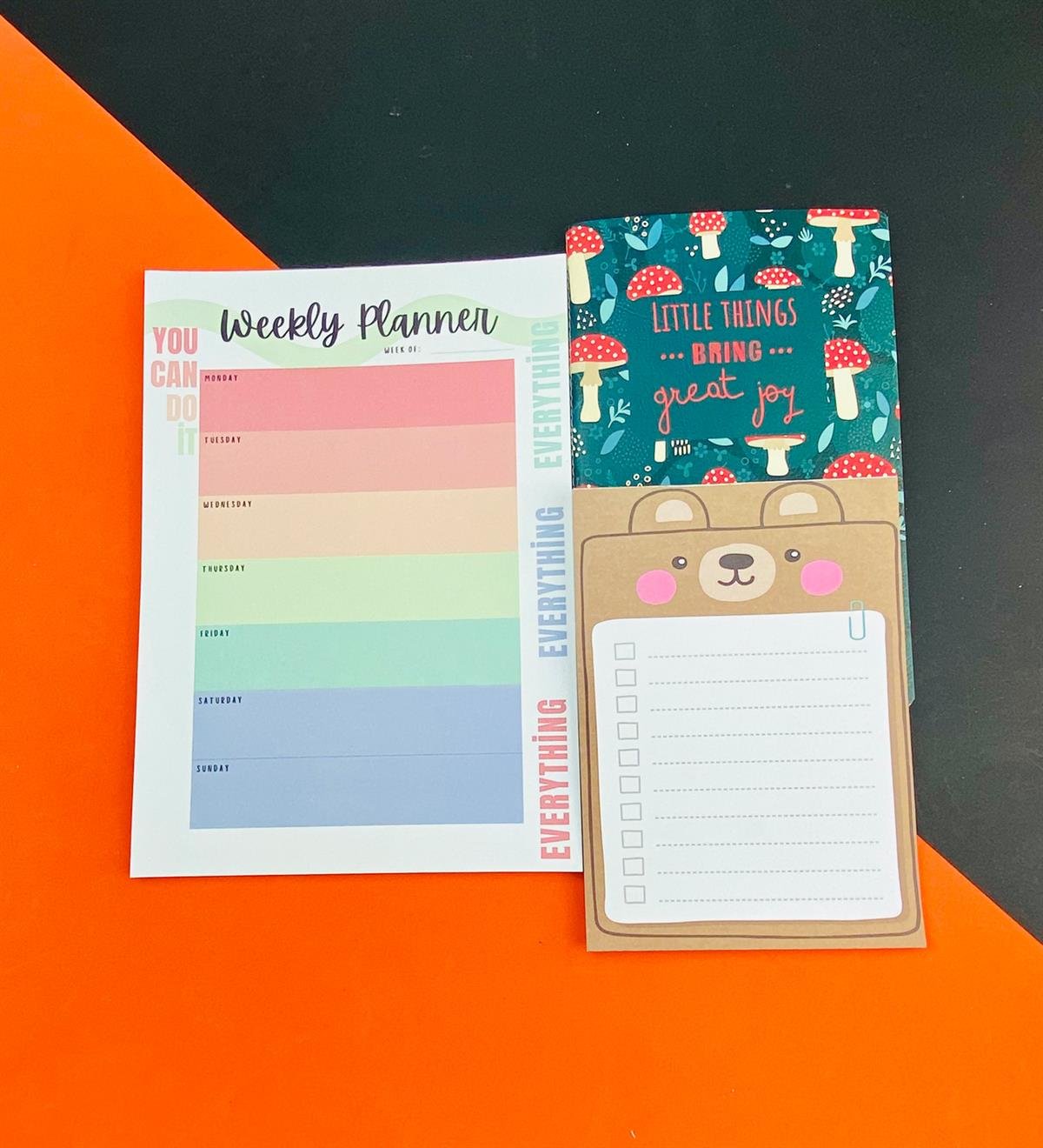 To Do List Yapılacak Listesi Dikişli Defter ve Klavye Önü Haftalık Planlayıcı Set:6giftmodaGmhs101935