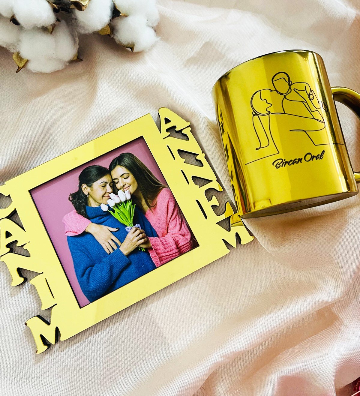  Kişiye Özel Canım Annem Gold Çerçeve Ve Çizgi Anne Gold Kupa SetgiftmodaGmhs101630