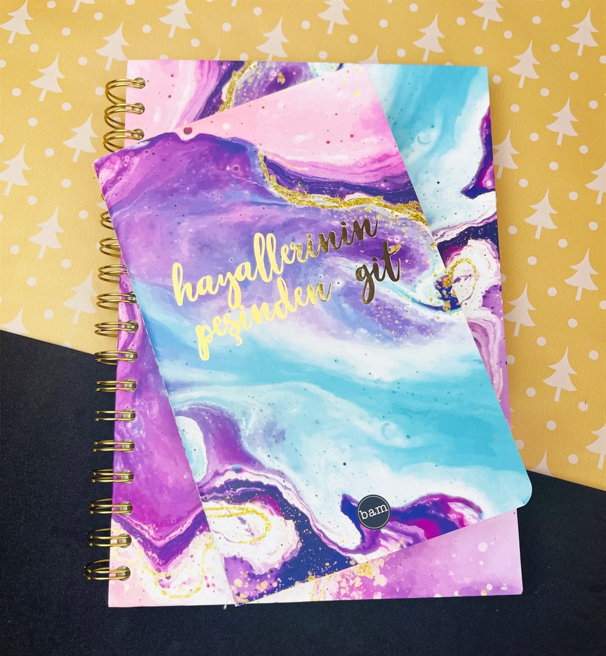 Hayallerinin Peşinden Git Tasarımlı Spiralli Defter Ve Terzi Dikişli Defter SetgiftmodaGmhs101563