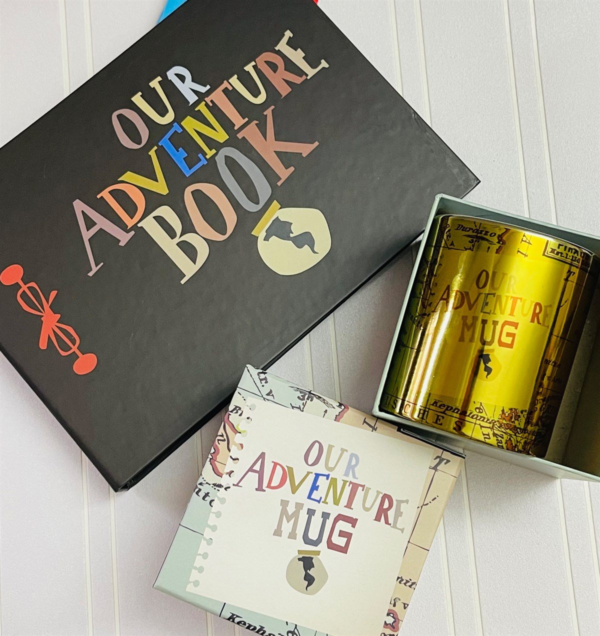 Our Adventure Book Tasarımlı Klasör Albüm Ve Özel Kutulu Gold Kupa SetgiftmodaGmhs101221