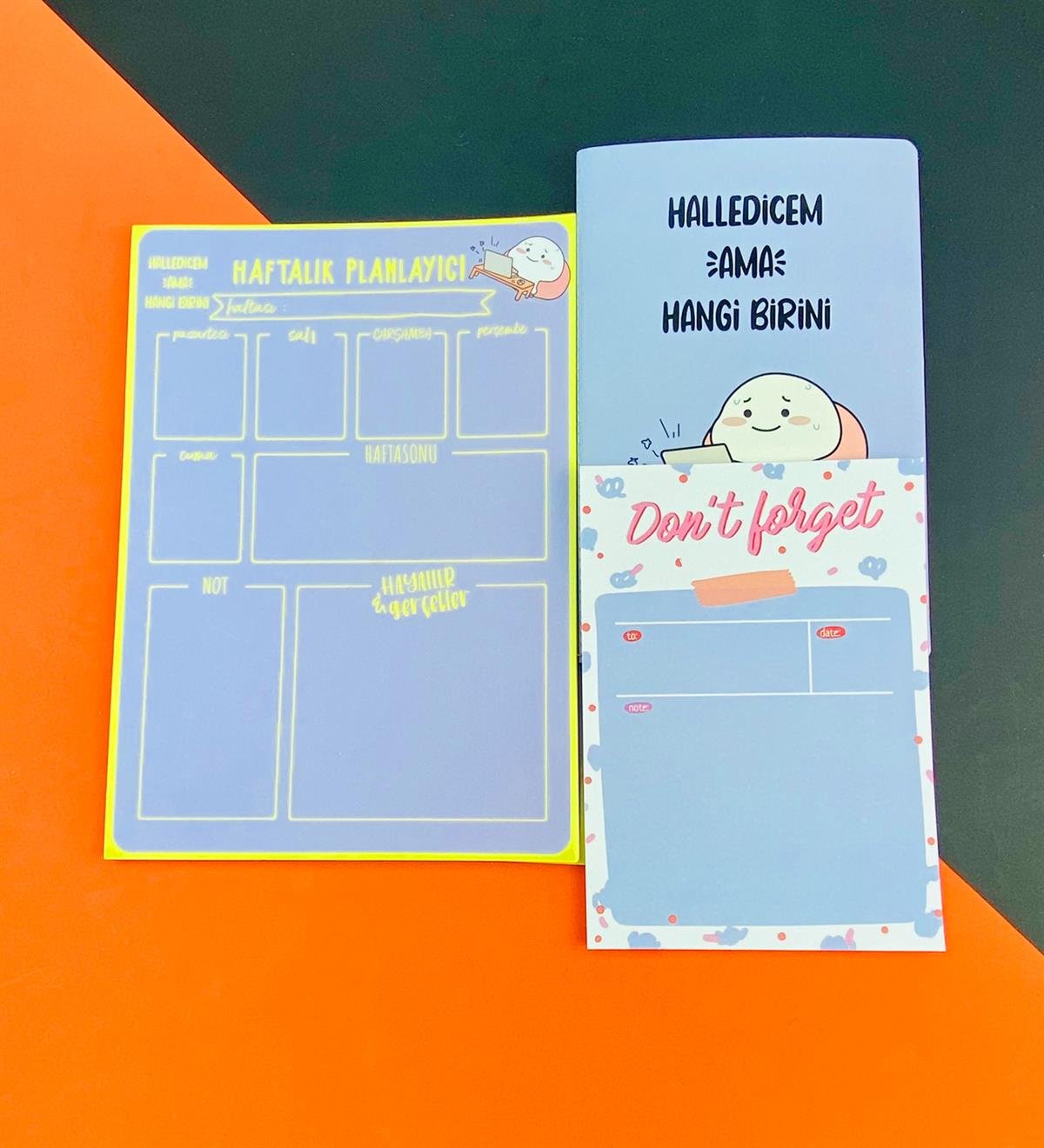 To Do List Yapılacak Listesi Dikişli Defter ve Klavye Önü Haftalık Planlayıcı Set:10giftmodaGmhs101945