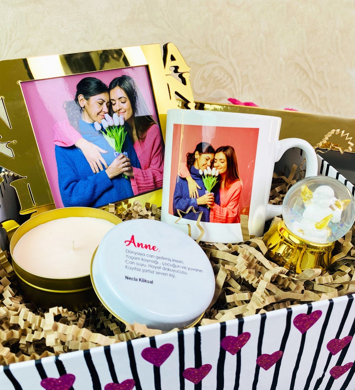 Kişiye Özel Canım Annem Gold Çerçeveli Hediye SetigiftmodaGmhs101635