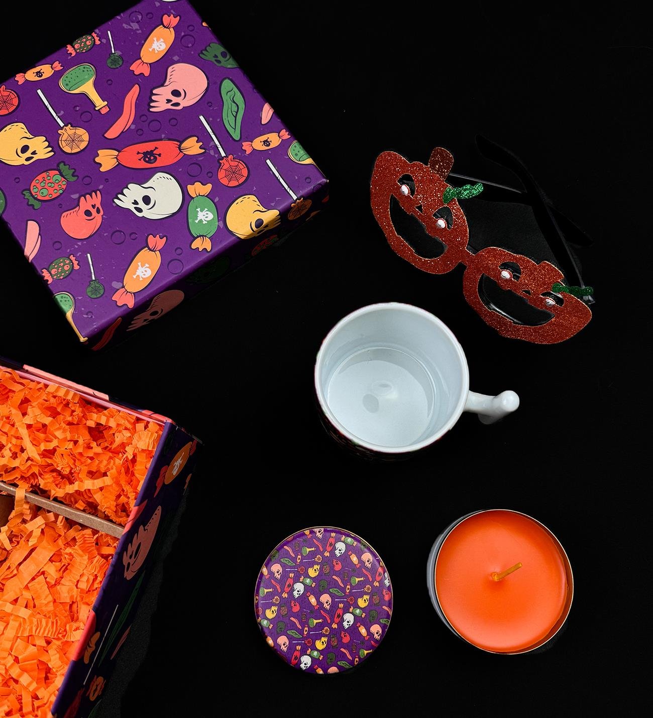 Mor İskelet Halloween Tasarımlı Cadılar Bayramı Hediye SetigiftmodaGmhs102036