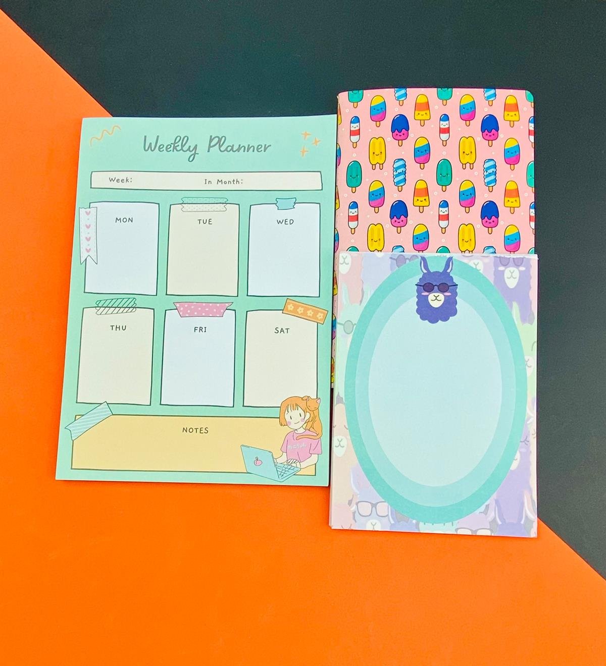 To Do List Yapılacak Listesi Dikişli Defter ve Klavye Önü Haftalık Planlayıcı Set:13giftmodaGmhs101951