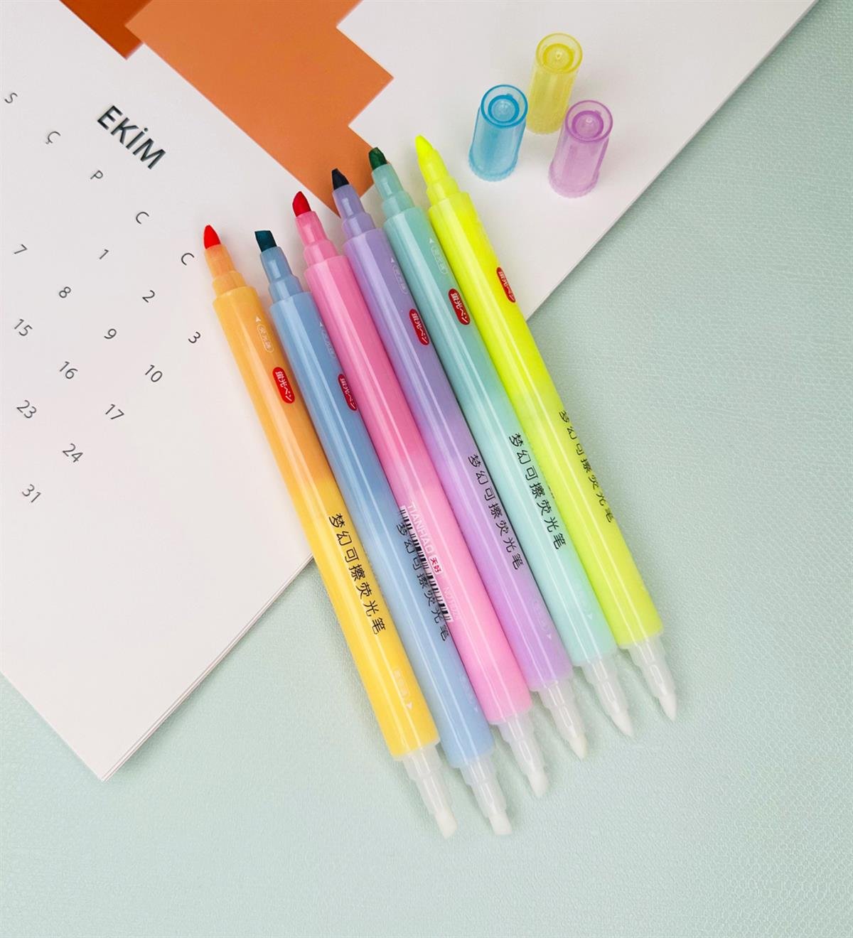 Sticker Defterli Ve Çift Taraflı Keçeli Silinebilir kalemli Kırtasiye Setigiftmoda Gmhs101896