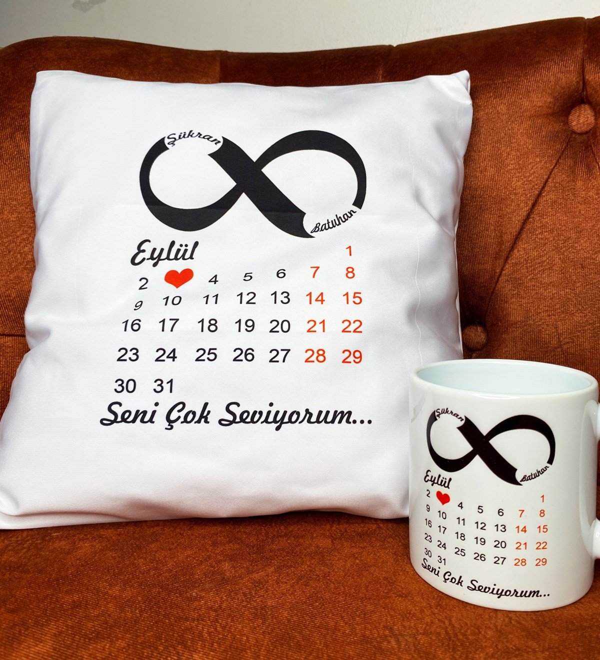 Kişiye Özel Sevgili Takvim Tasarımlı Yastık Ve Kupa SetgiftmodaGmhs101764