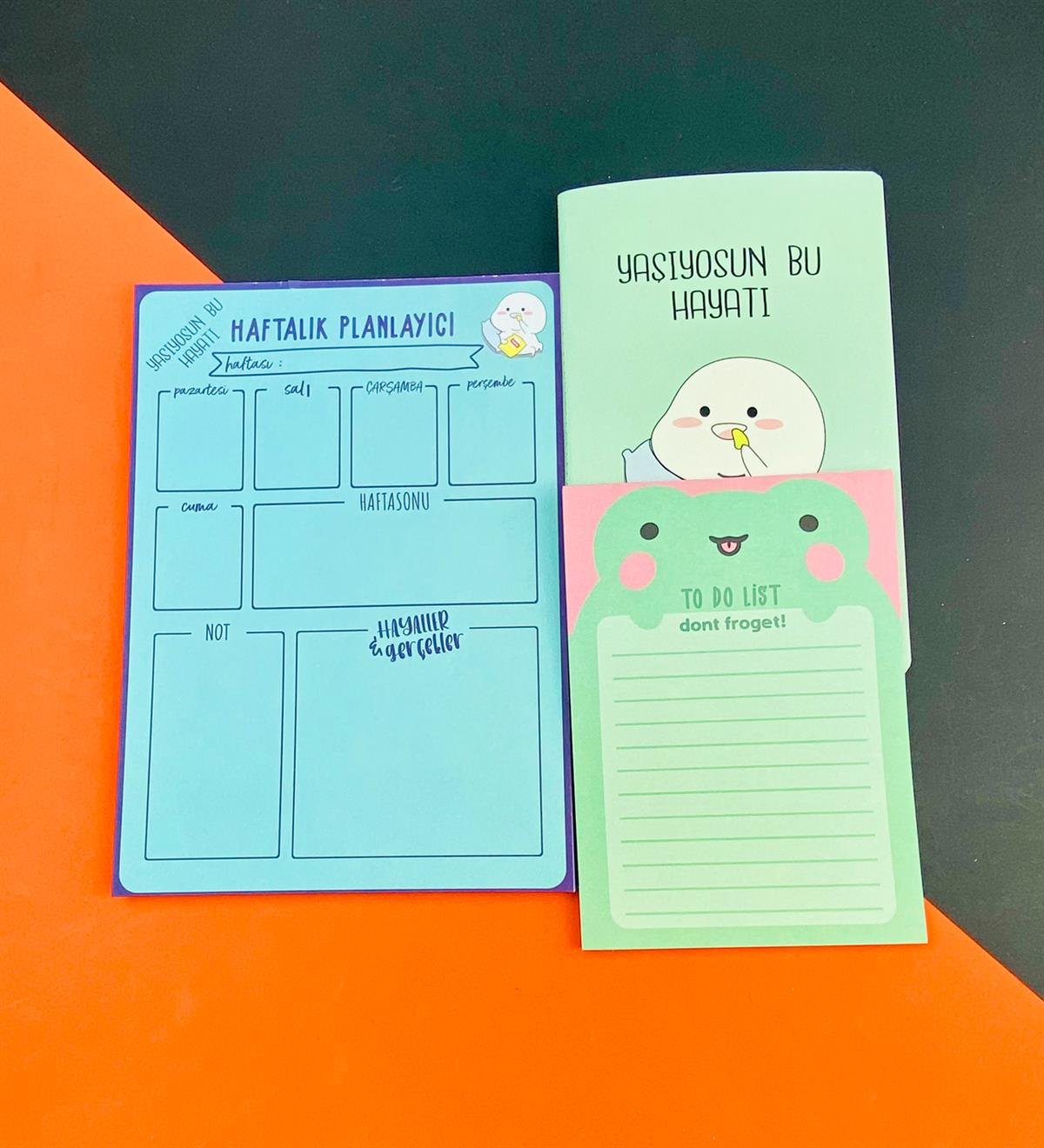 To Do List Yapılacak Listesi Dikişli Defter ve Klavye Önü Haftalık Planlayıcı Set:4giftmodaGmhs101933