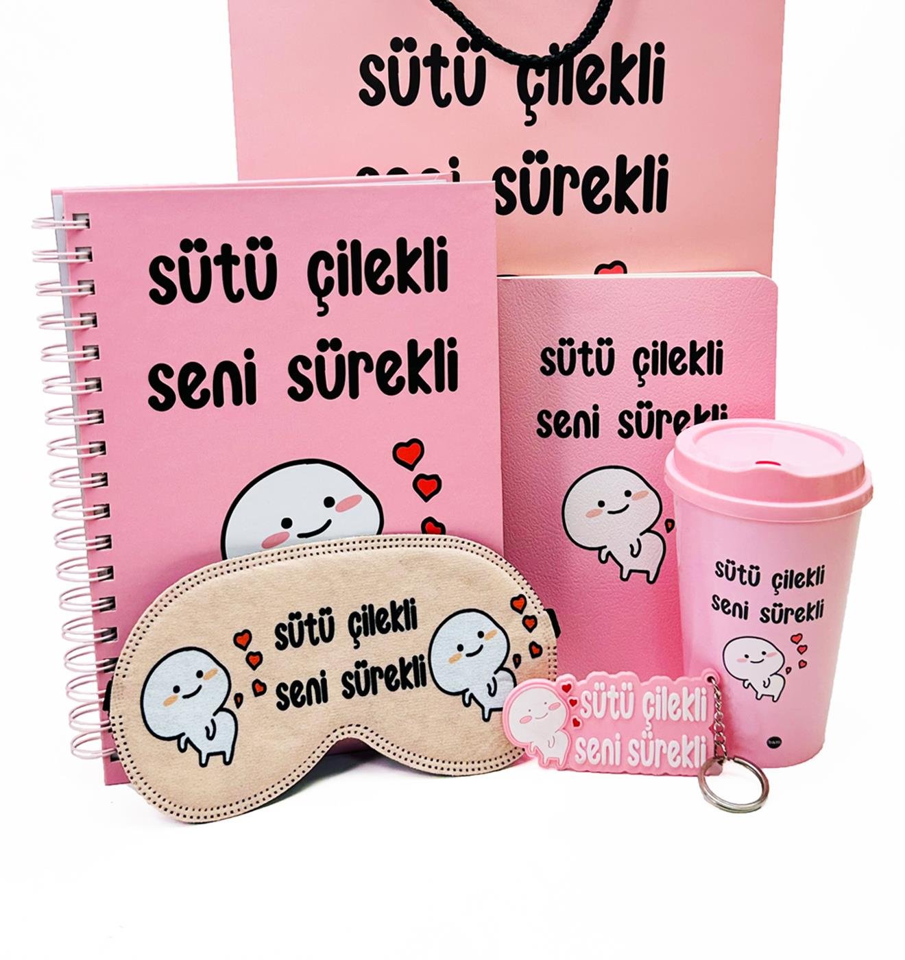 Sütü Çilekli Tasarımlı Karton Kutulu SetgiftmodaGmhs101980