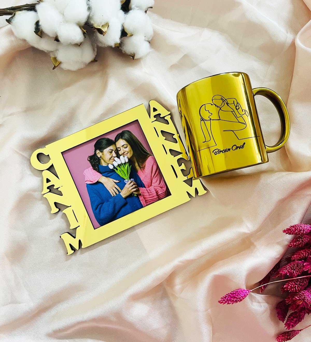  Kişiye Özel Canım Annem Gold Çerçeve Ve Çizgi Anne Gold Kupa SetgiftmodaGmhs101630