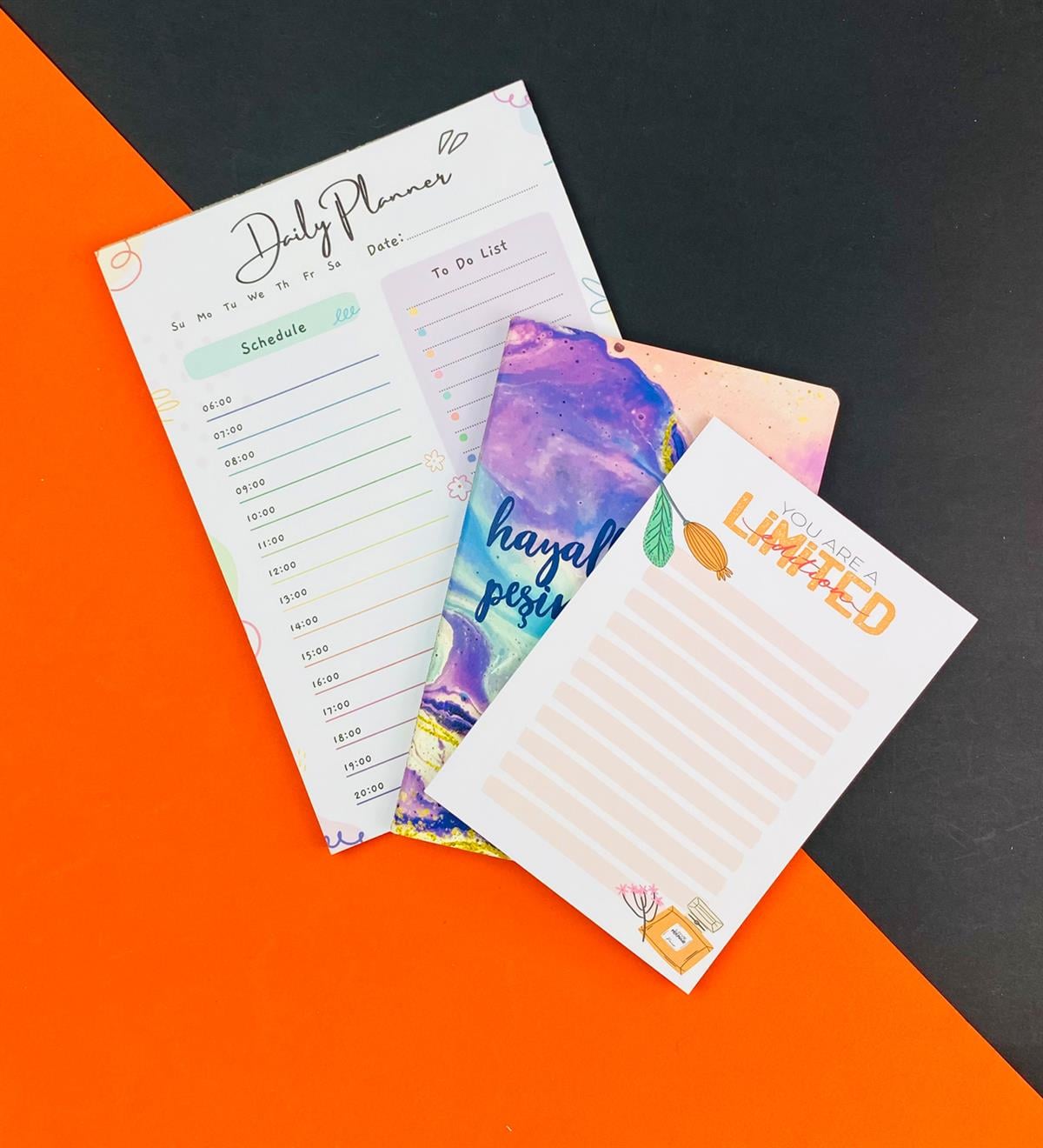 To Do List Yapılacak Listesi Dikişli Defter ve Klavye Önü Haftalık Planlayıcı Set:15giftmodaGmhs101955