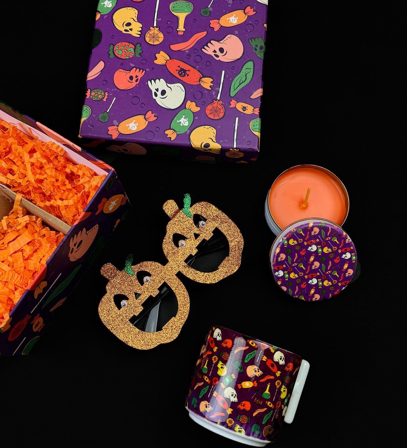 Mor İskelet Halloween Tasarımlı Cadılar Bayramı Hediye SetigiftmodaGmhs102036