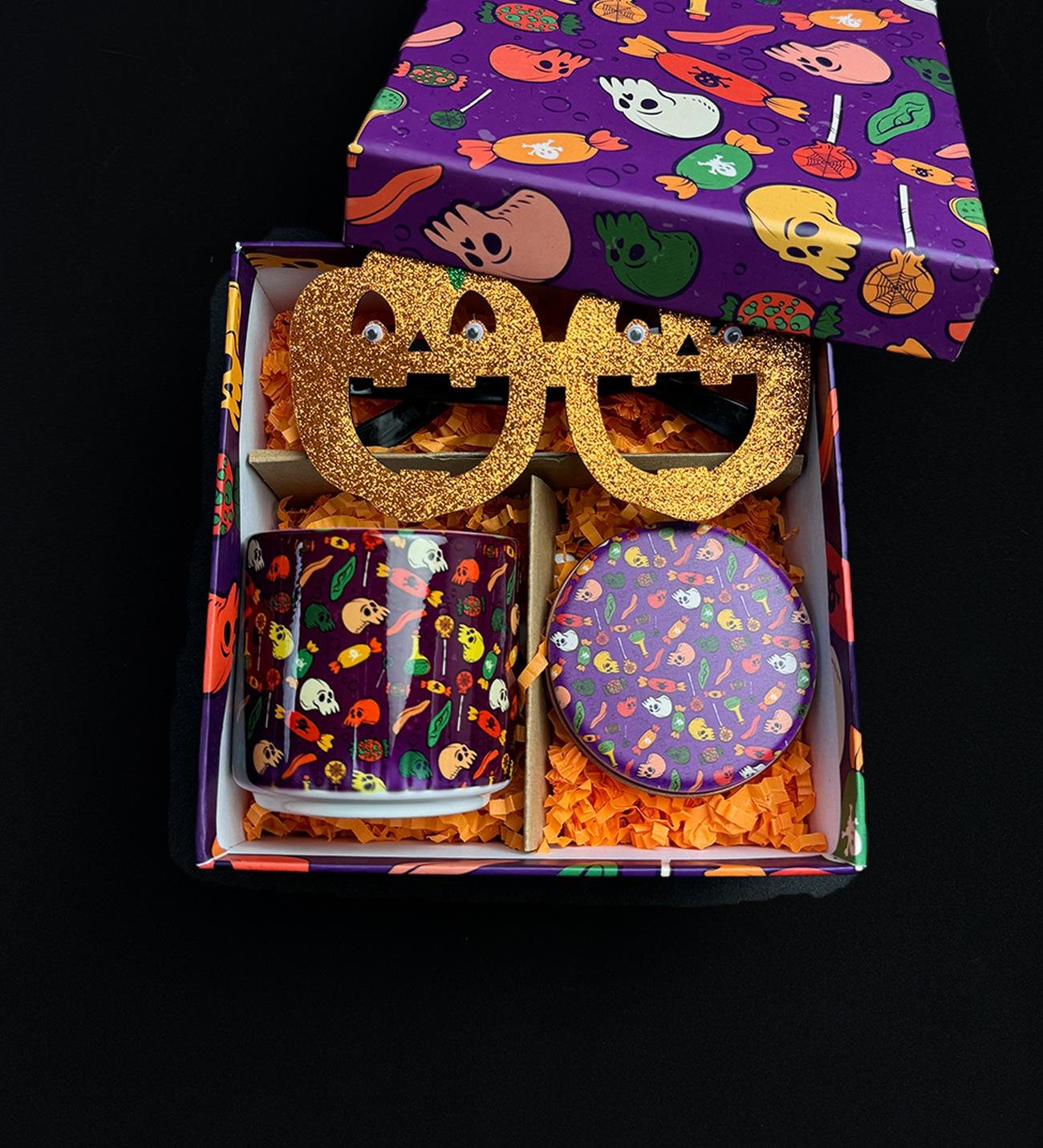 Mor İskelet Halloween Tasarımlı Cadılar Bayramı Hediye SetigiftmodaGmhs102036