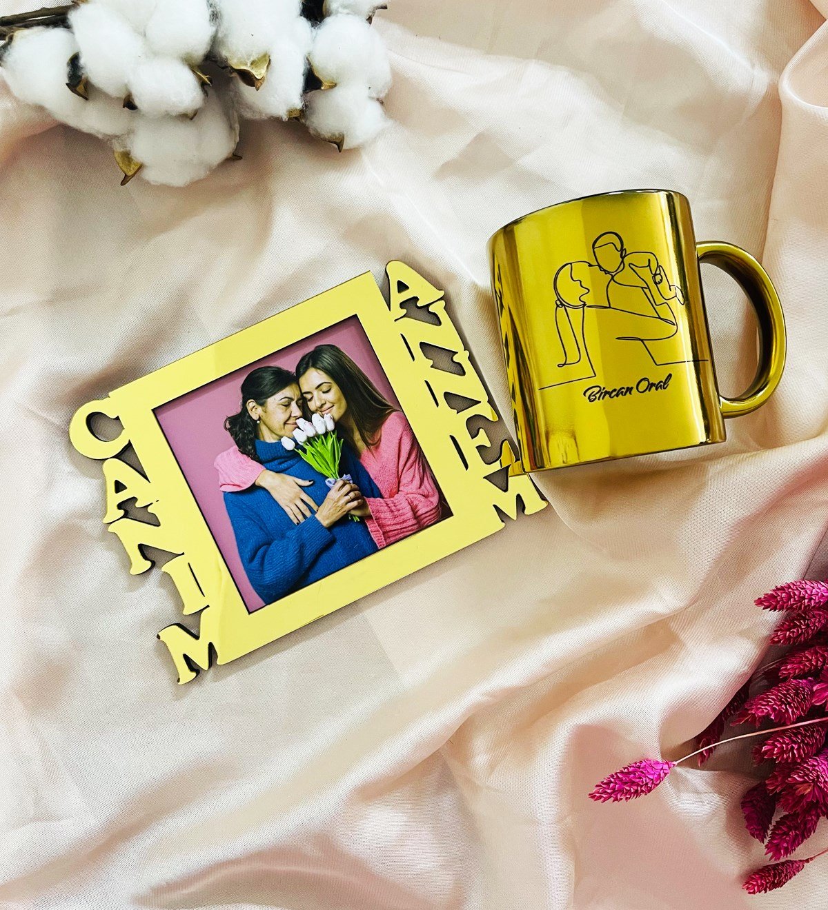  Kişiye Özel Canım Annem Gold Çerçeve Ve Çizgi Anne Gold Kupa SetgiftmodaGmhs101630