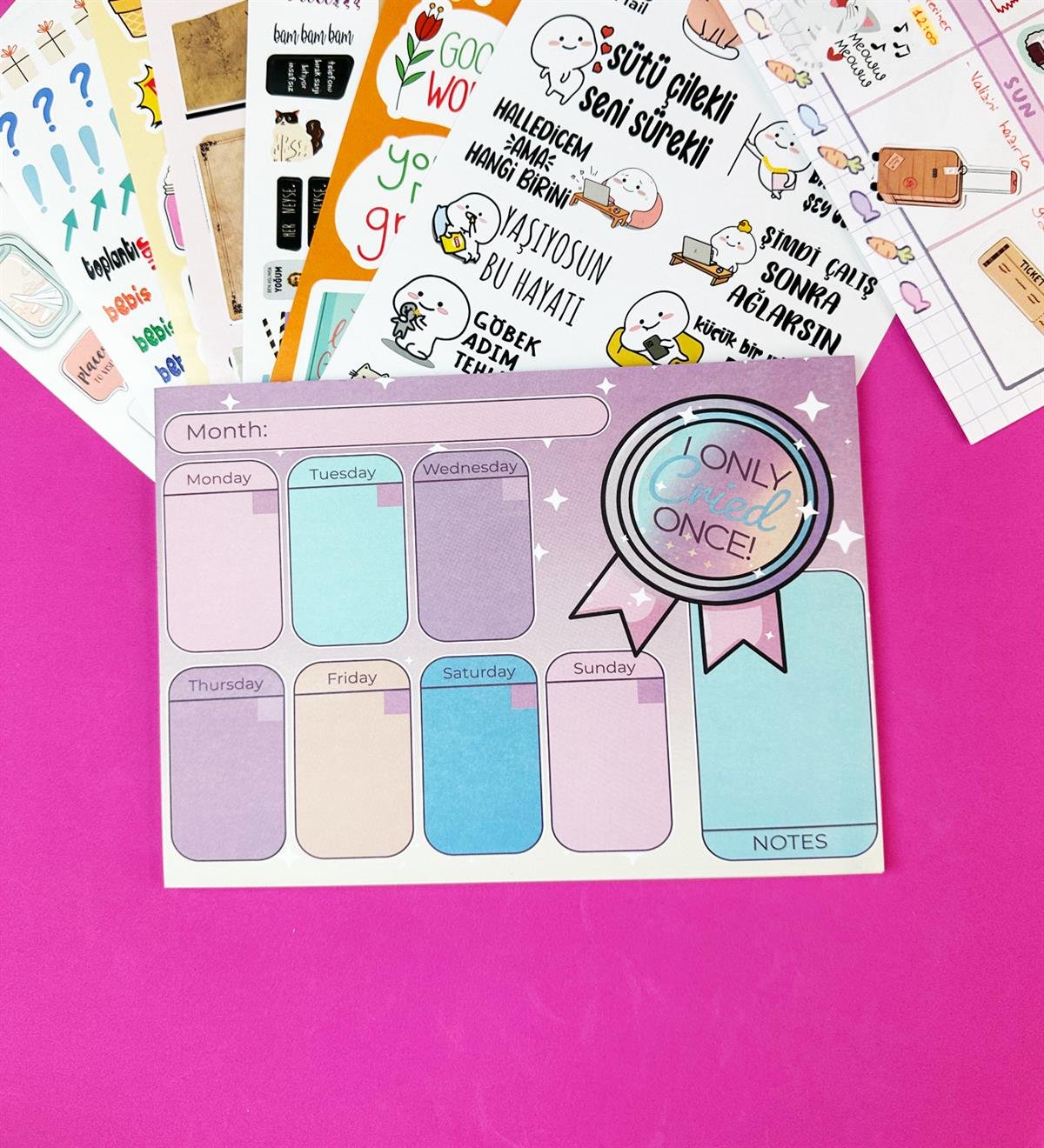 Motto Klavye Önü Haftalık Planlayıcı Ve My DIY Sticker Kitabı SetgiftmodaGmhs101912