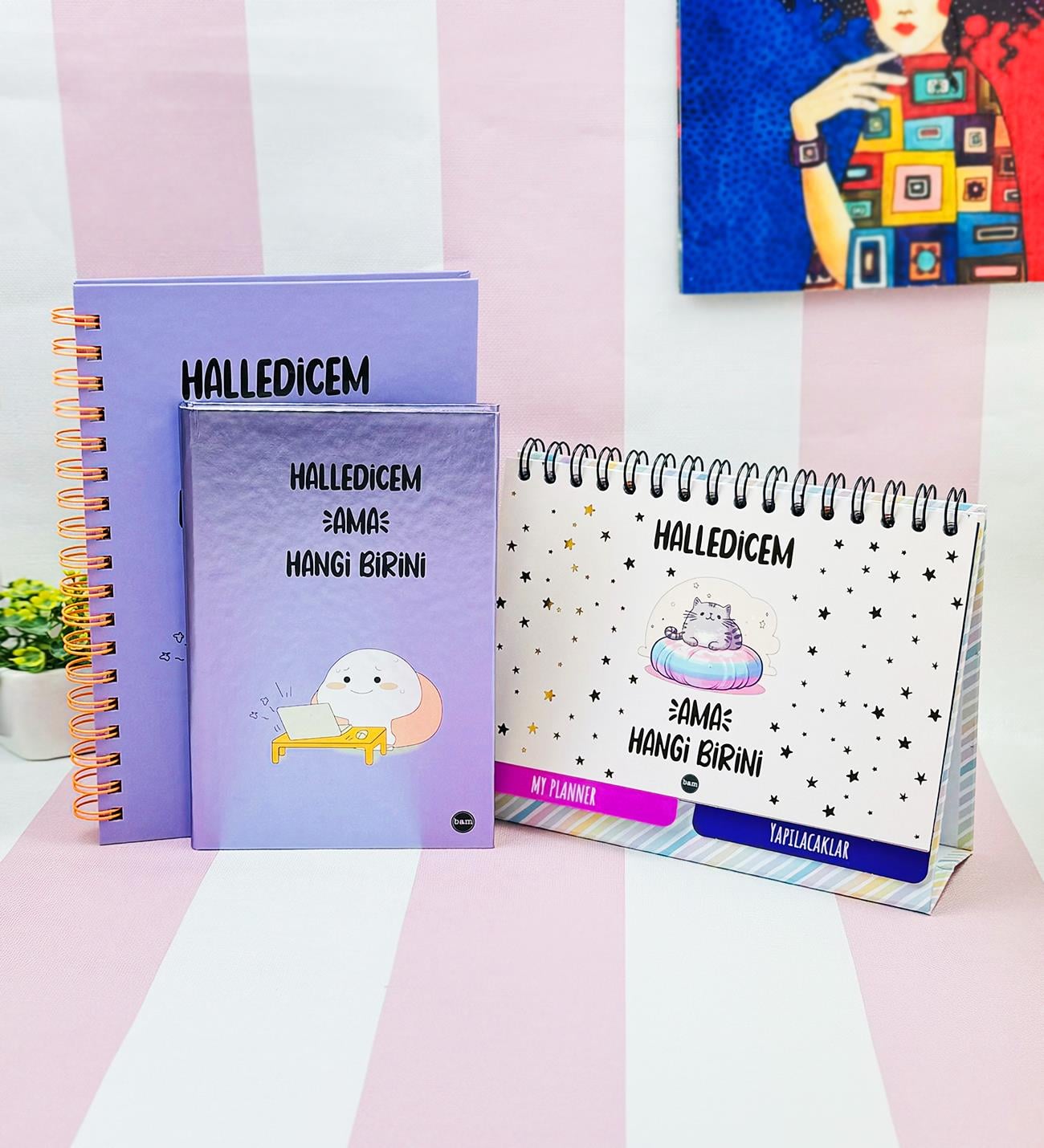 Halledicem Ama Hangi Birini Konuşan Ajanda Masa Üsü Planner Ve Metalik Defter SetgiftmodaGmhs102008