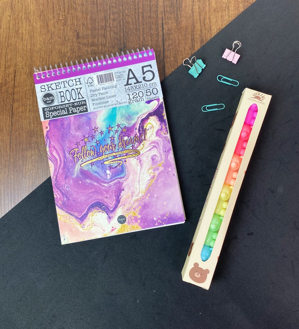 A5 Sketch Book Eskiz Defteri Ve 5'li Ayıcık Keçeli KalemgiftmodaGmhs101788-Hayaller