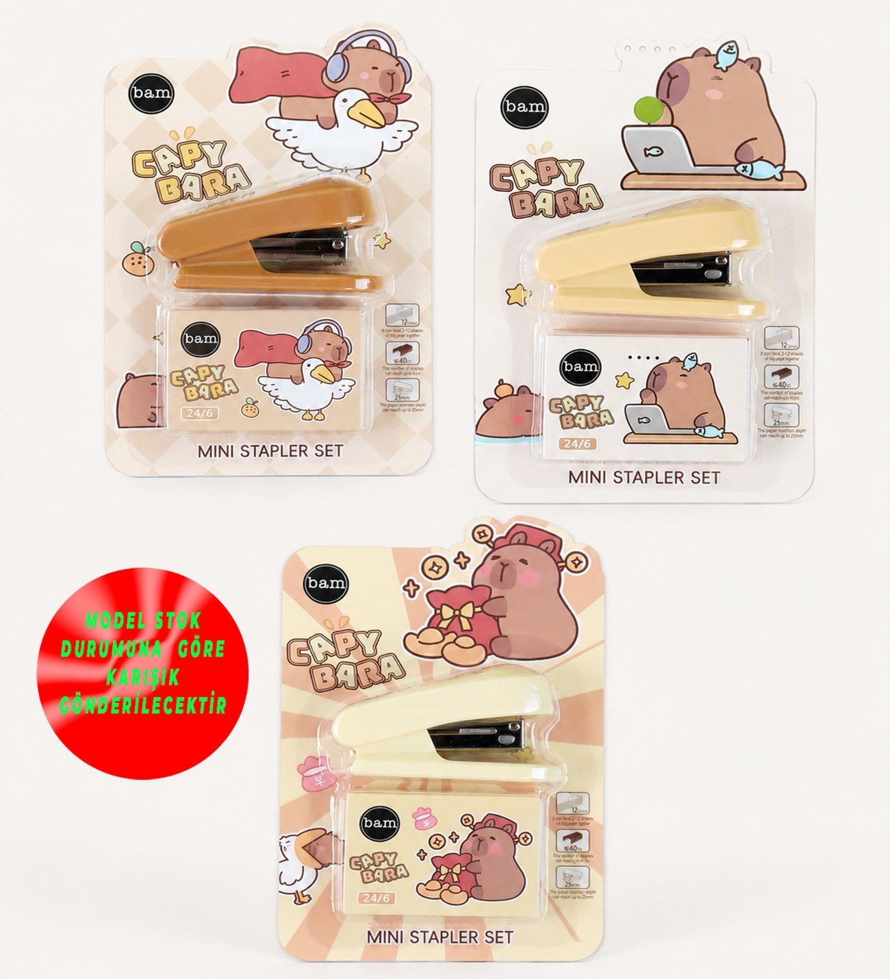 Capybara Temalı Mini Zımba ve Zımba Teli SetgiftmodaBM-2523