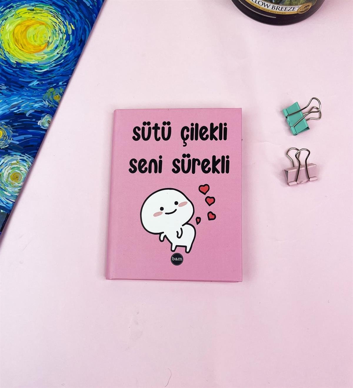 Sütü Çilekli Defter Çift Taraflı Soft Renkli Keçeli Kalem Dolu Dolu Kırtasiye Setigiftmoda Gmhs101833