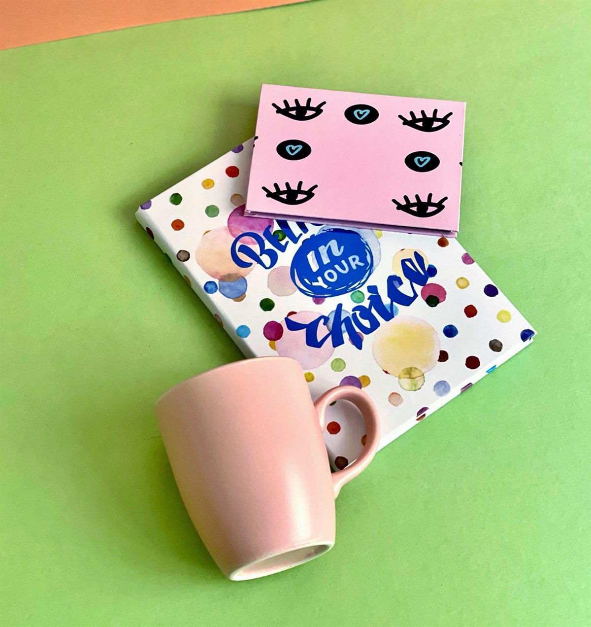 Nazar Göz Tasarımlı Mini Albüm Pembe Bulut Kupa Ve Believe İn Your Choice Tasarımlı Defter SetgiftmodaGmhs100952