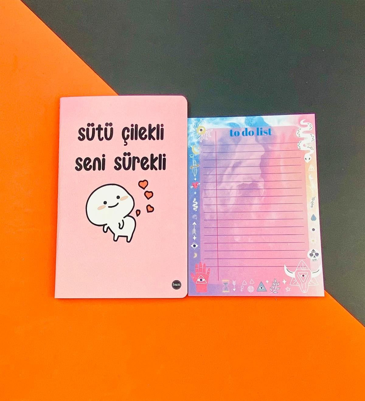 To Do List Yapılacak Listesi Dikişli Defter ve Klavye Önü Haftalık Planlayıcı Set:11giftmodaGmhs101947
