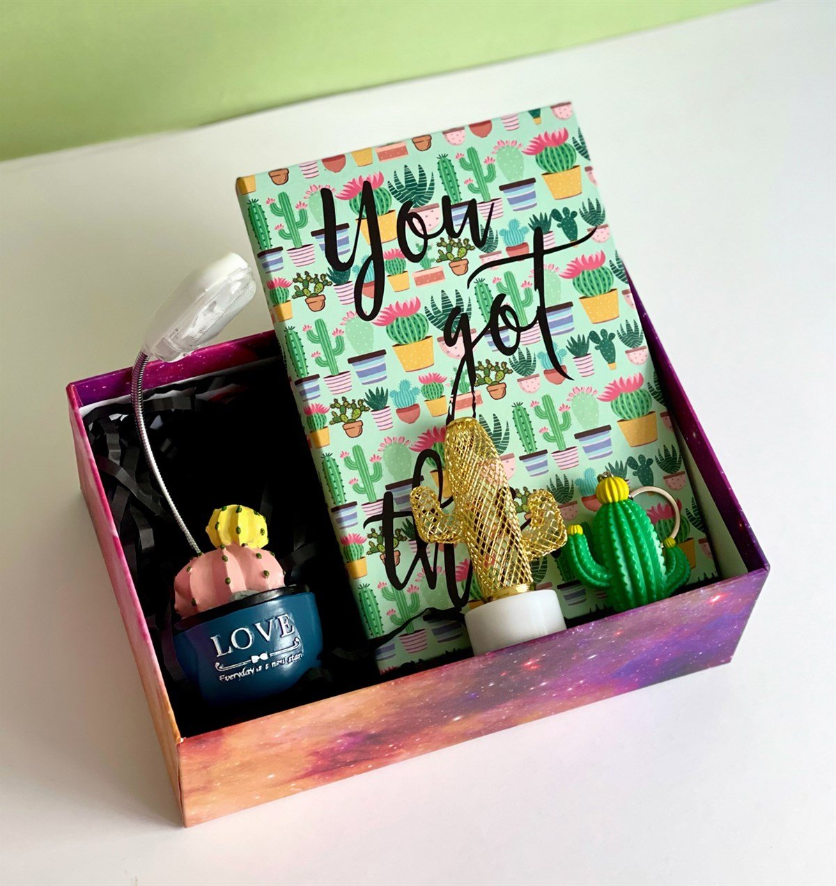 Kaktüs Lastikli Defter Kaktüs Mini Lamba Kaktüs Anahtarlık Ve Kaktüs Işıklı Masa LambasıGiftmodaGmhs101142
