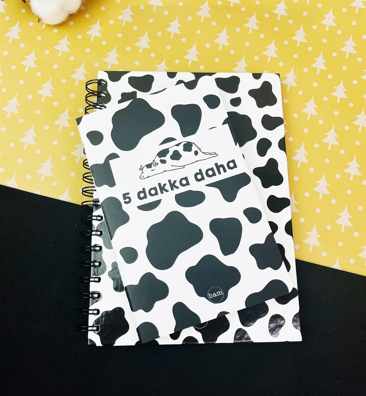 İnek Tasarımlı Spiralli Defter Ve Terzi Dikişli Defter SetgiftmodaGmhs101565