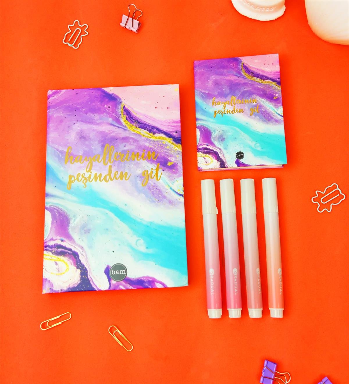 Hayallerinin Peşinden Git Defter Morandi Tarzı Kahve Tonları Keçeli Kalem Dolu Kırtasiye Setigiftmoda Gmhs101829
