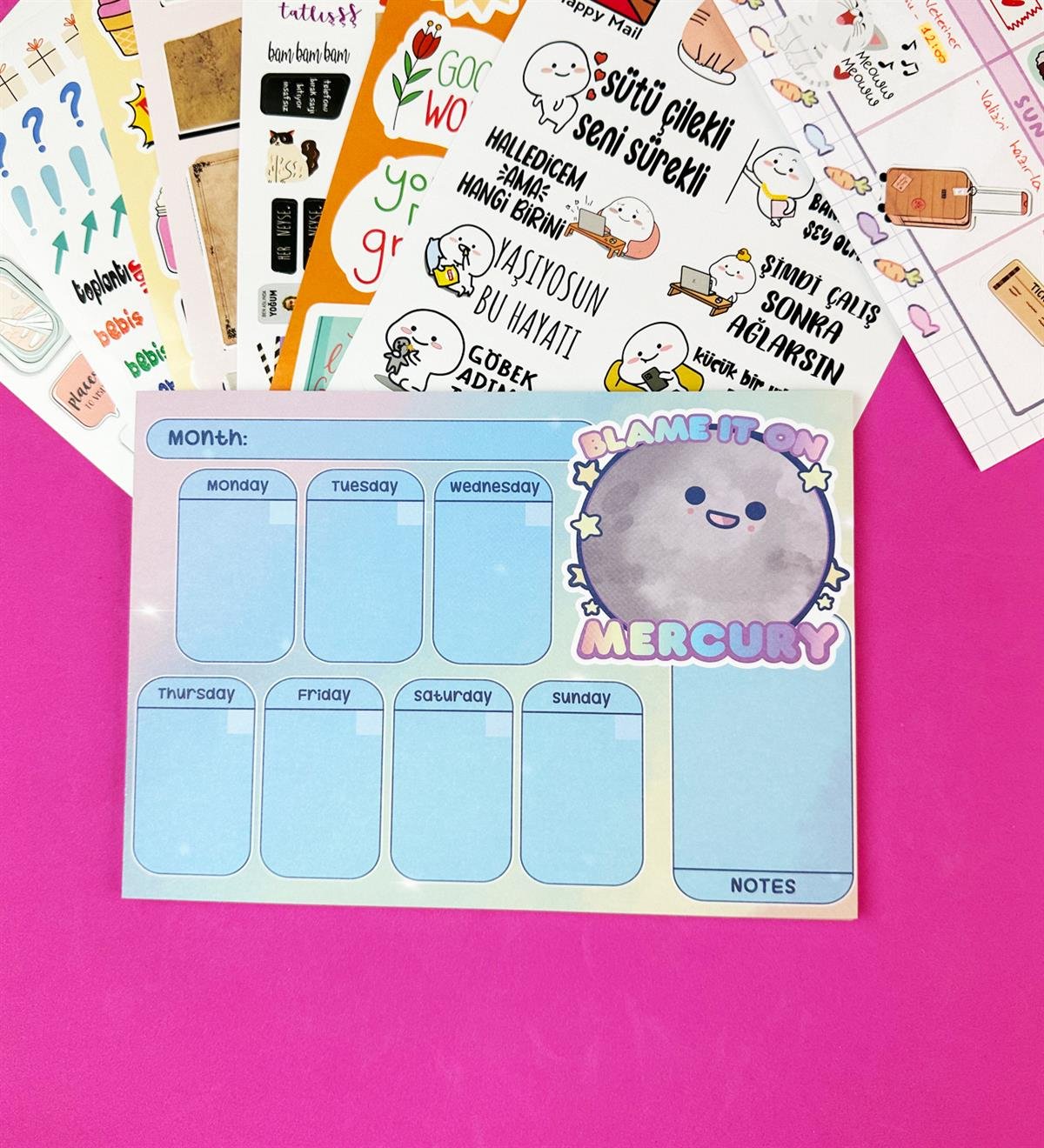 Merkür Klavye Önü Haftalık Planlayıcı Ve My DIY Sticker Kitabı SetgiftmodaGmhs101908