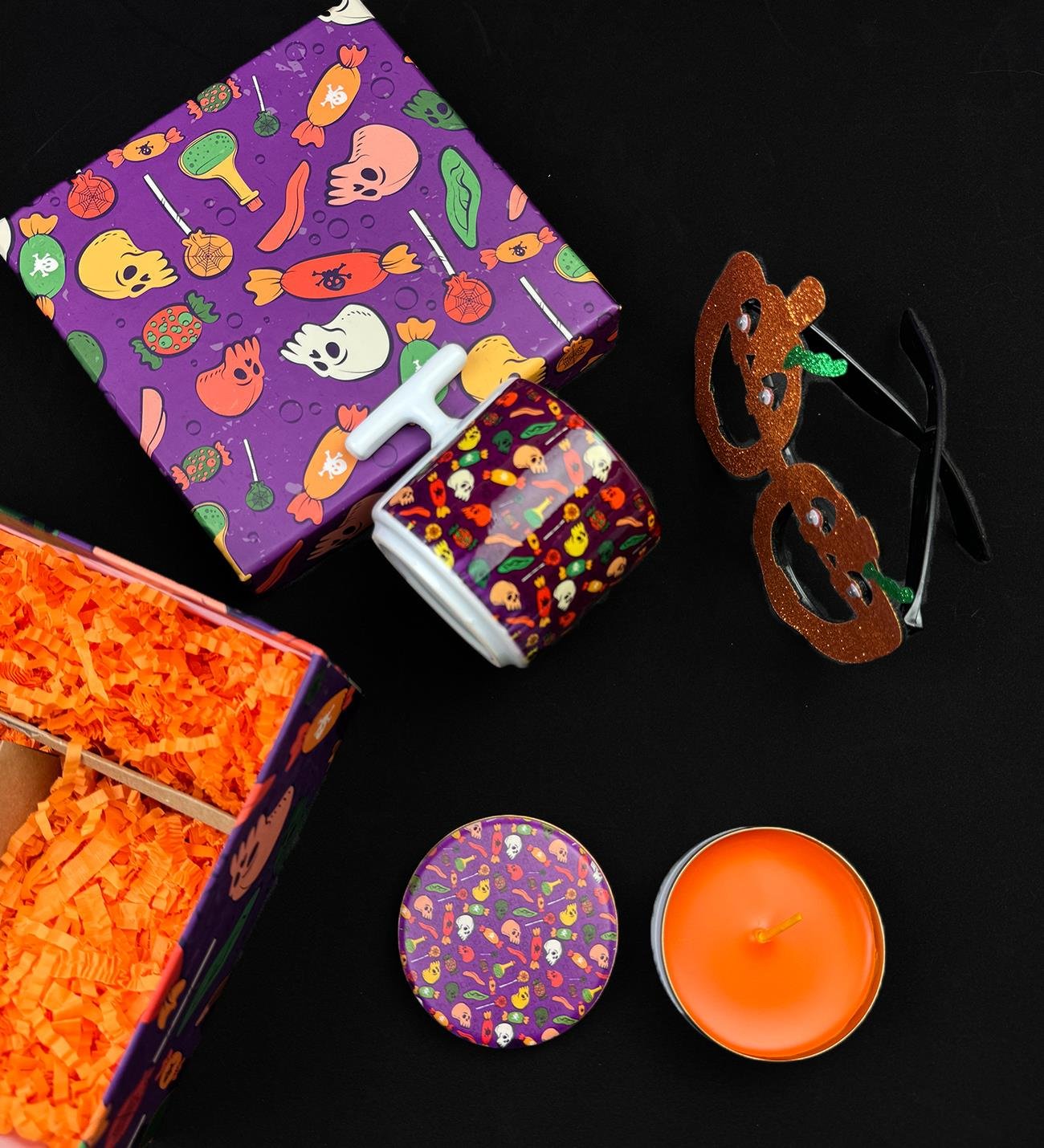Mor İskelet Halloween Tasarımlı Cadılar Bayramı Hediye SetigiftmodaGmhs102036