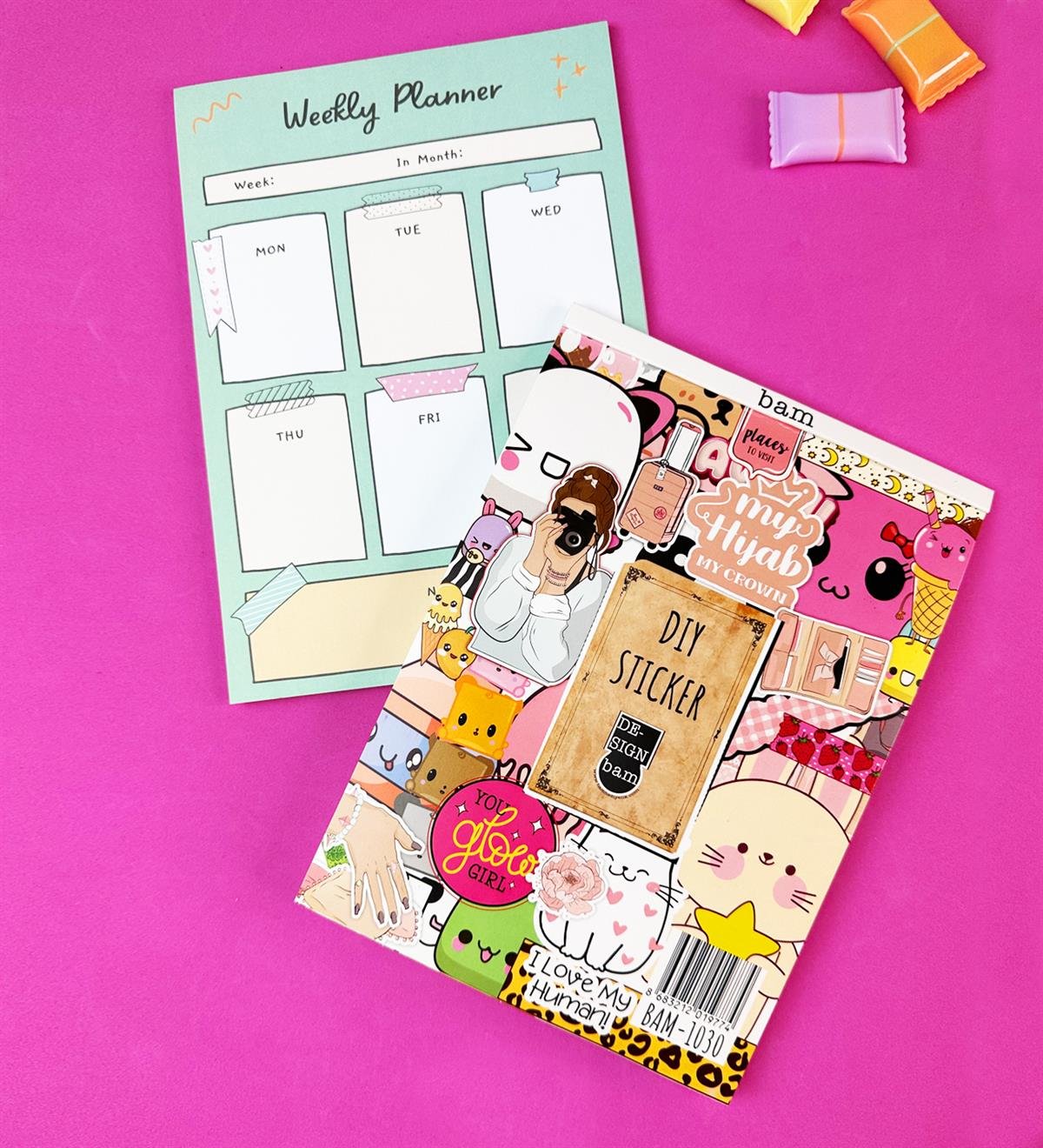 Sevimli Kız Klavye Önü Haftalık Planlayıcı Ve My DIY Sticker Kitabı SetgiftmodaGmhs101914