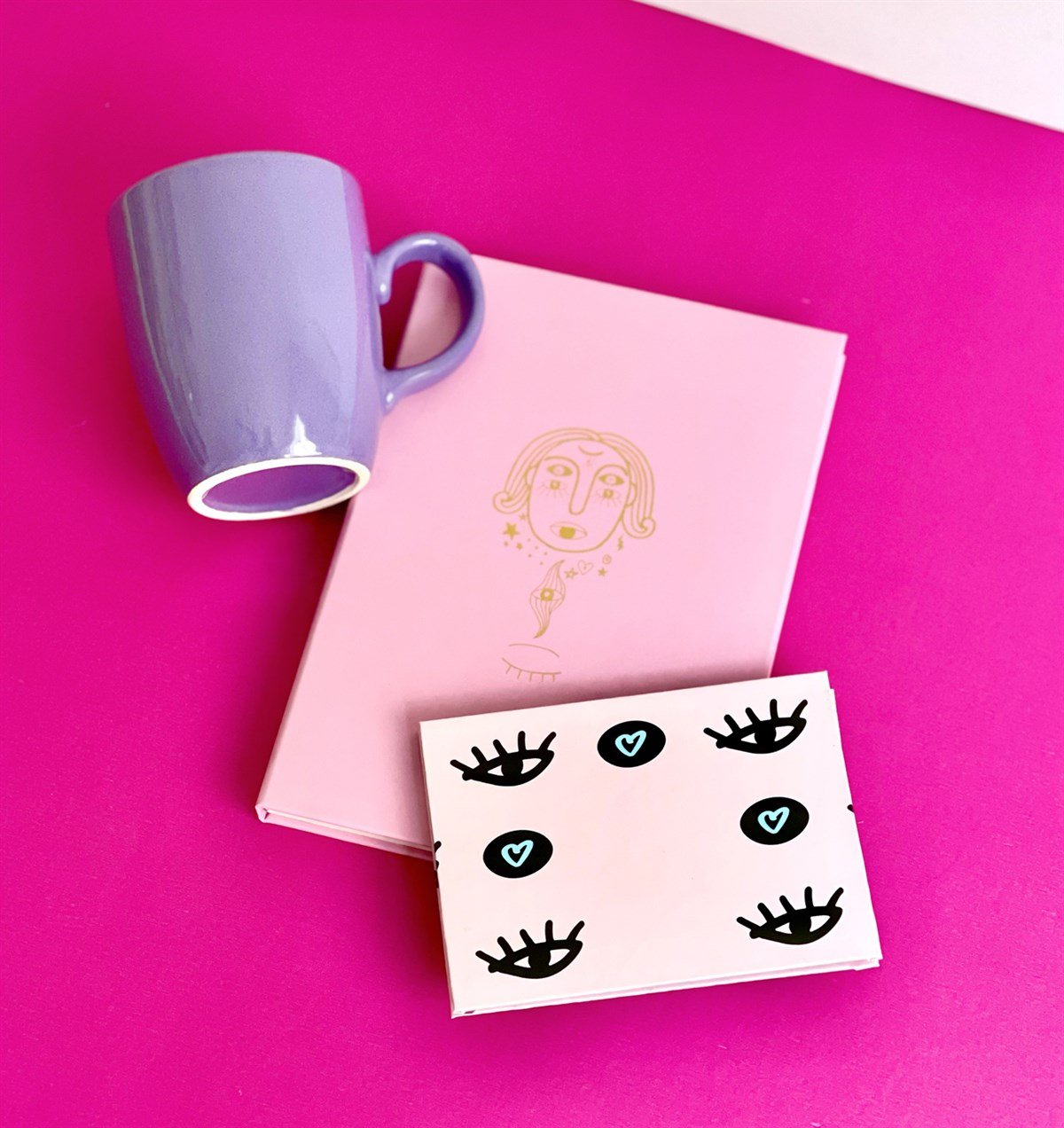 Nazar Göz Tasarımlı Mini Albüm Mor Bulut Kupa Ve Pembe Tarot Tasarımlı Defter SetgiftmodaGmhs100942