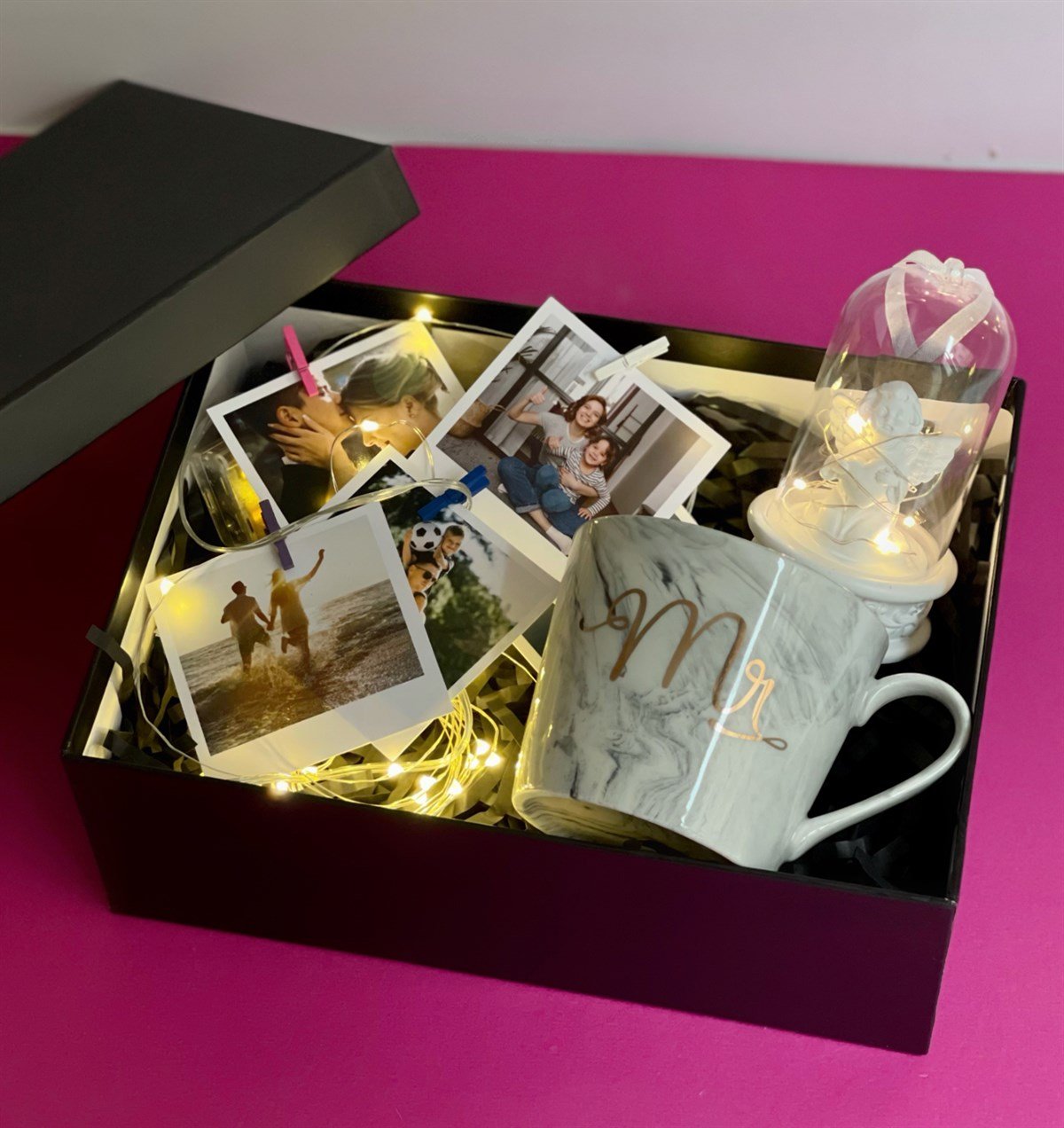 Kişiye Özel 10 Fotoğraf 3 Mt Peri Led Ms Porselen Kupa Ve Işıklı Melek Kalp BibloGiftmodaGmhs101135