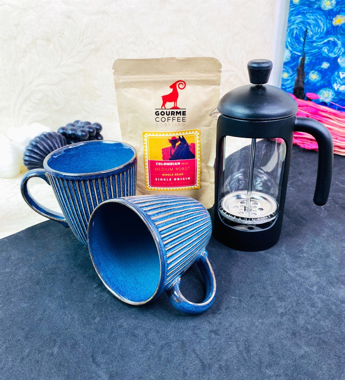 Filtre Kahve French Press Ve 2'li Myra Kupa SetgiftmodaGmhs101654