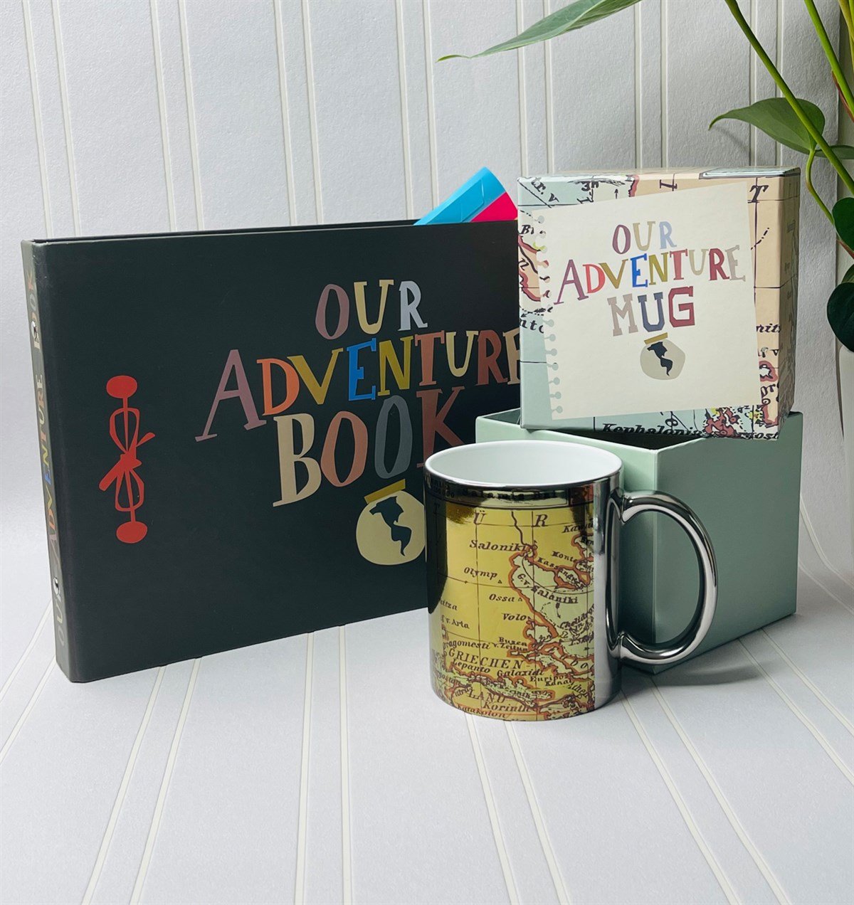 Our Adventure Book Tasarımlı Klasör Albüm Ve Özel Kutulu Gümüş Kupa SetgiftmodaGmhs101220