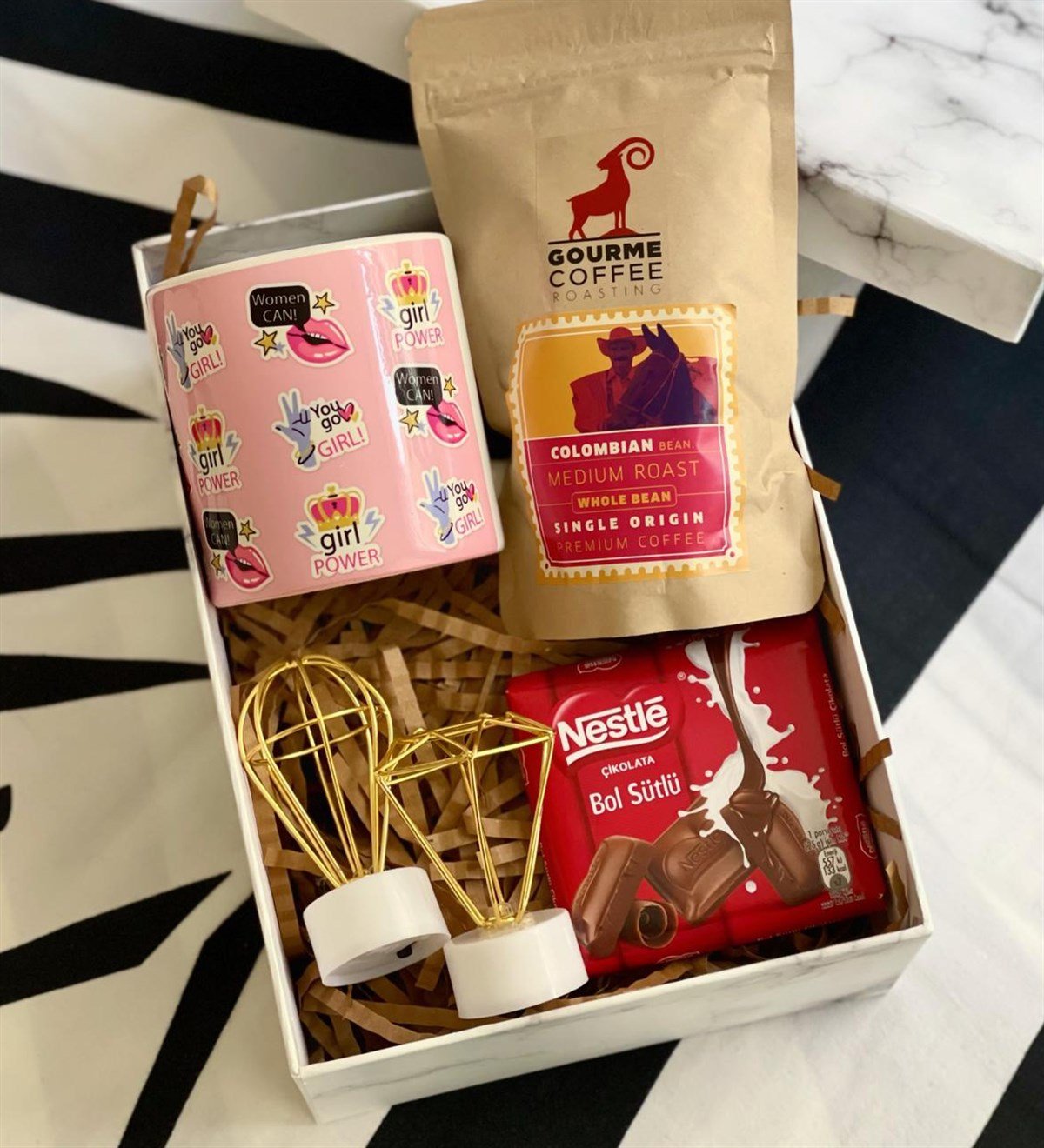 Women Can Tasarımlı Kupa Elmas Balon Gece Lambası Filtre Kahve Ve Çikolata Kadınlara Özel Hediye SetiGiftmodaGmhs100457