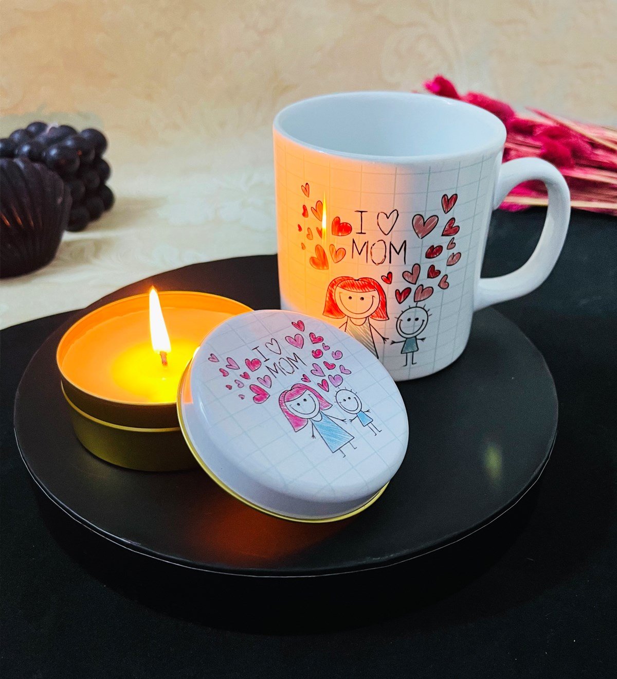 Çizgi Anne Erkek Çocuk Tasarımlı Kokulu Mum Ve Kupa Set giftmodaGmhs101618