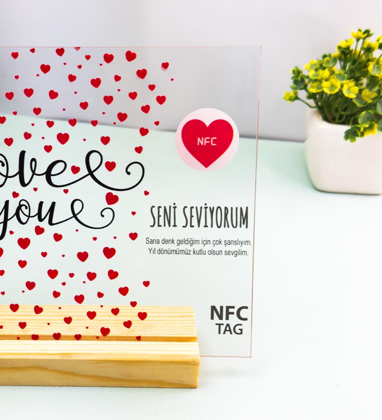Özelleştirilebilir NFC Destekli I Love You Çerçeve - Özel Günler İçingiftmodaGmig000093