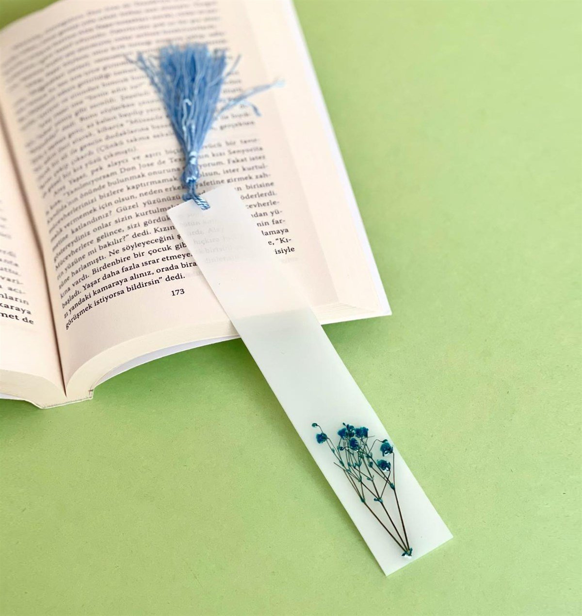 Özel Gerçek Kurutulmuş Çiçekli Beyaz Epoksi Kitap AyracıgiftmodaGman100013