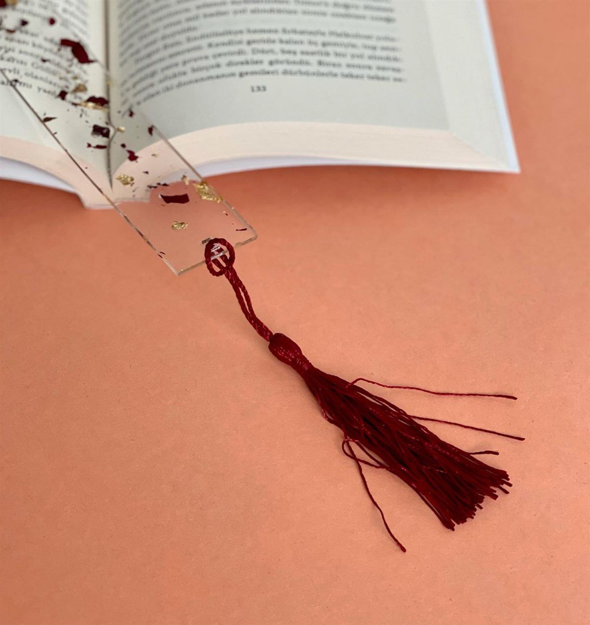 Özel Gerçek Kurutulmuş Gül Yapraklı Epoksi Kitap AyracıgiftmodaGman100015