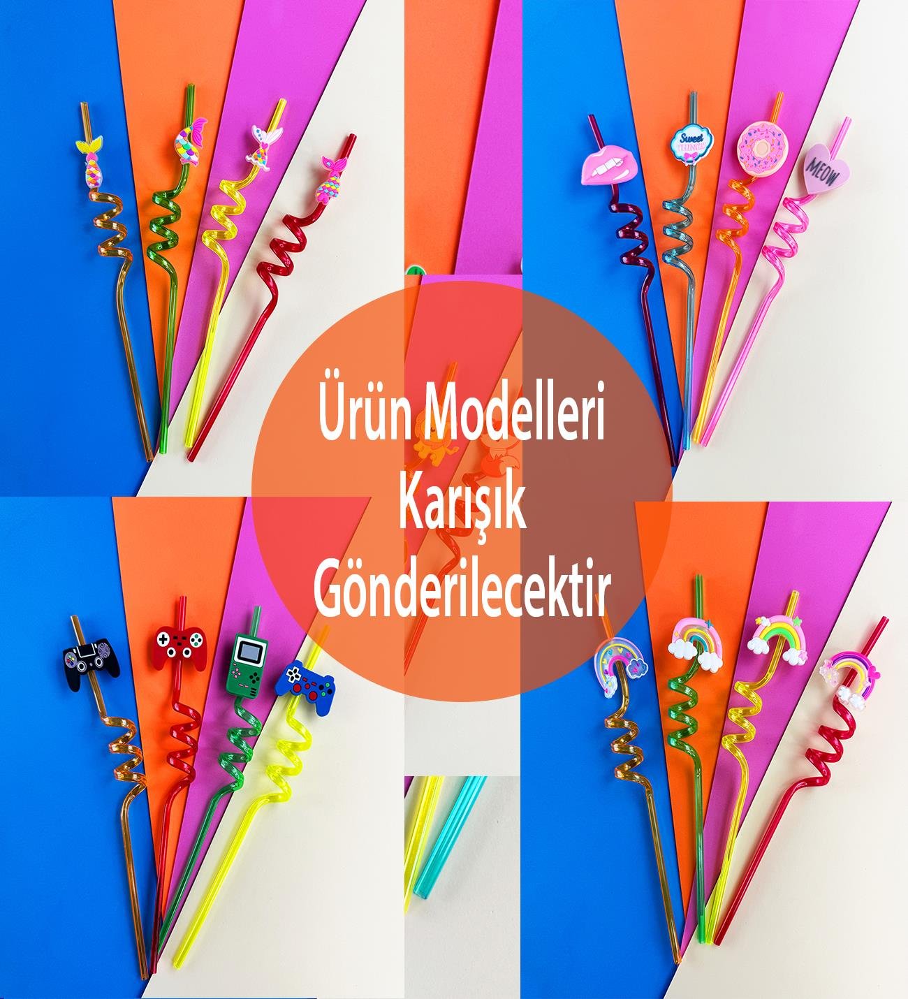 4'lü Figürlü Plastik Pipet SetigiftmodaBm-1616