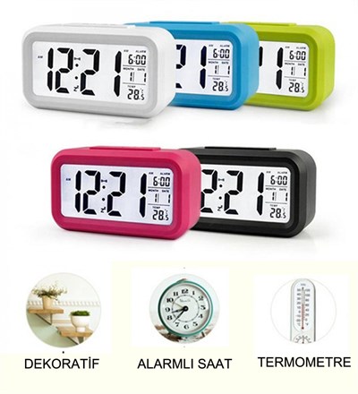 Işıklı ve Termometreli Dijital Masa Saati