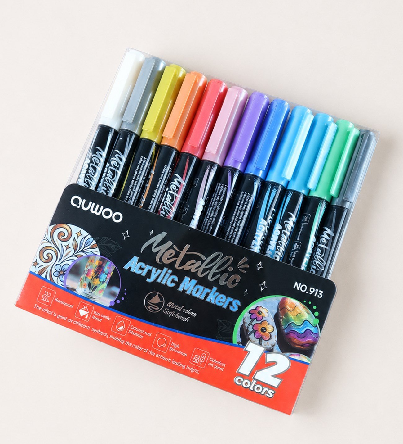  12 Renk Metalik Akrilik Kalem SetgiftmodaBM-2508