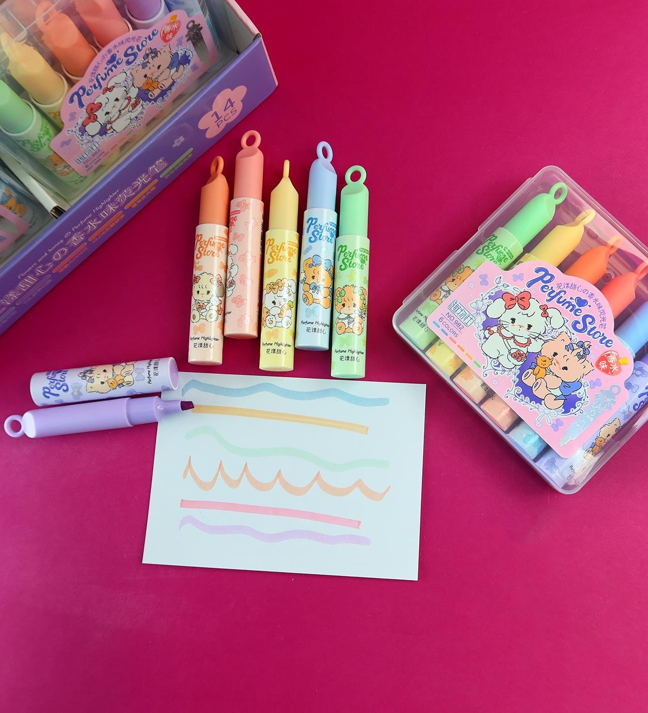 Perfume Store Çiçek Kokulu Fosforlu Kalem Seti – 6 RenkgiftmodaBM-2187