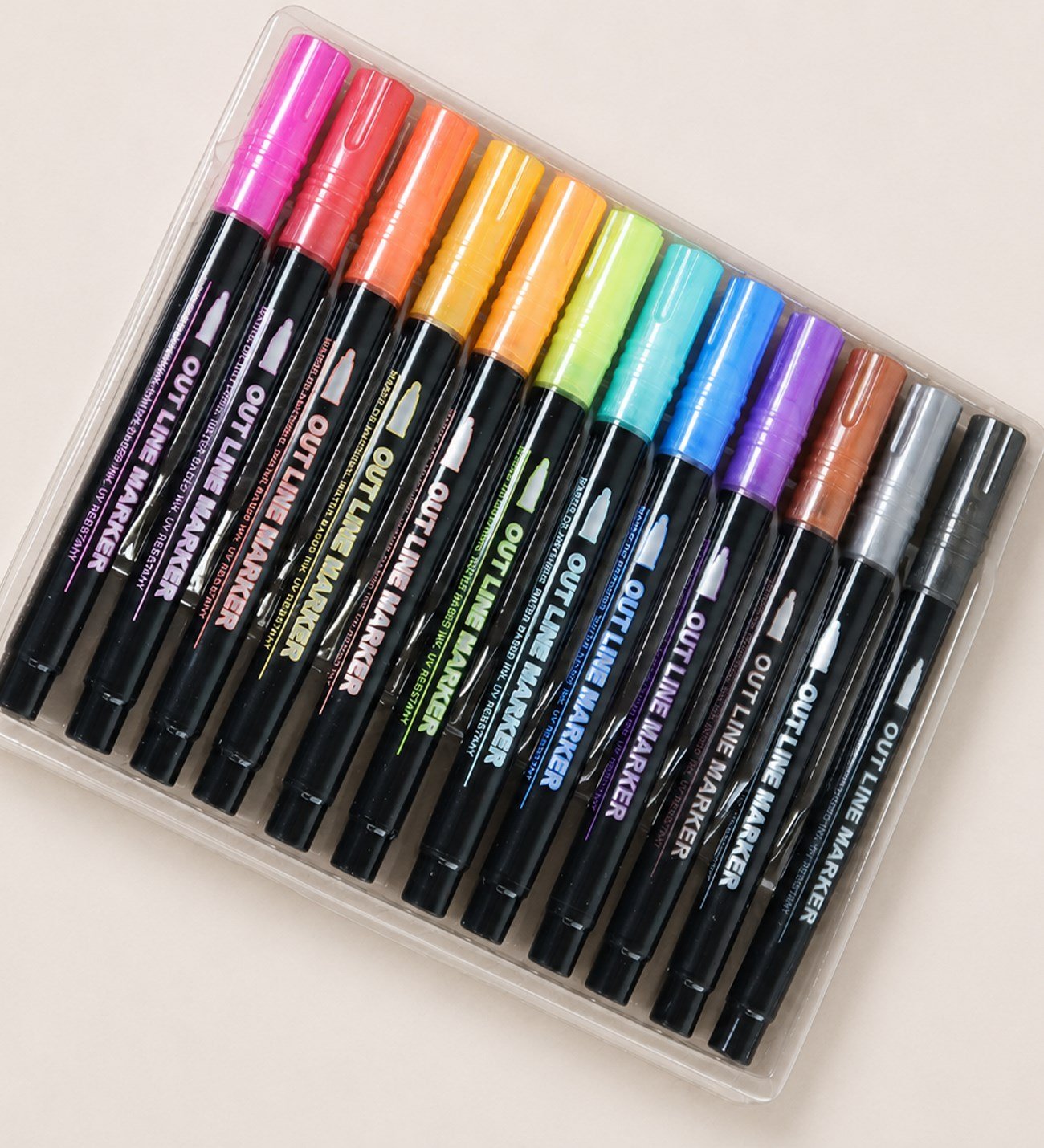 12 Renk Gümüş Yaldızlı Marker SetgiftmodaBM-2510